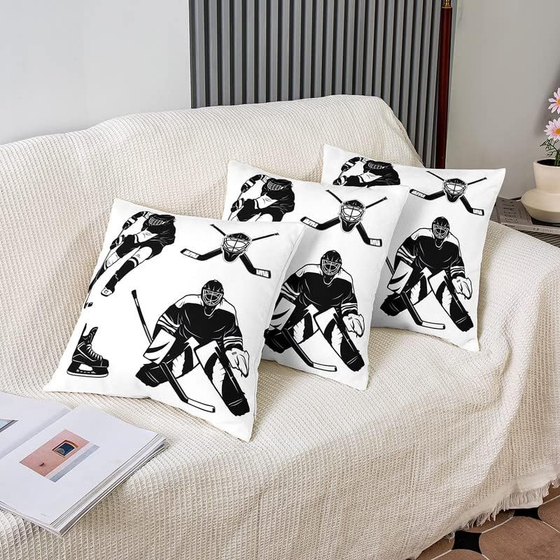 Feelyou Juego de 2 fundas de almohada de hockey sobre hielo, funda de cojín para juegos de deportes sobre hielo para decoración del hogar, sala de