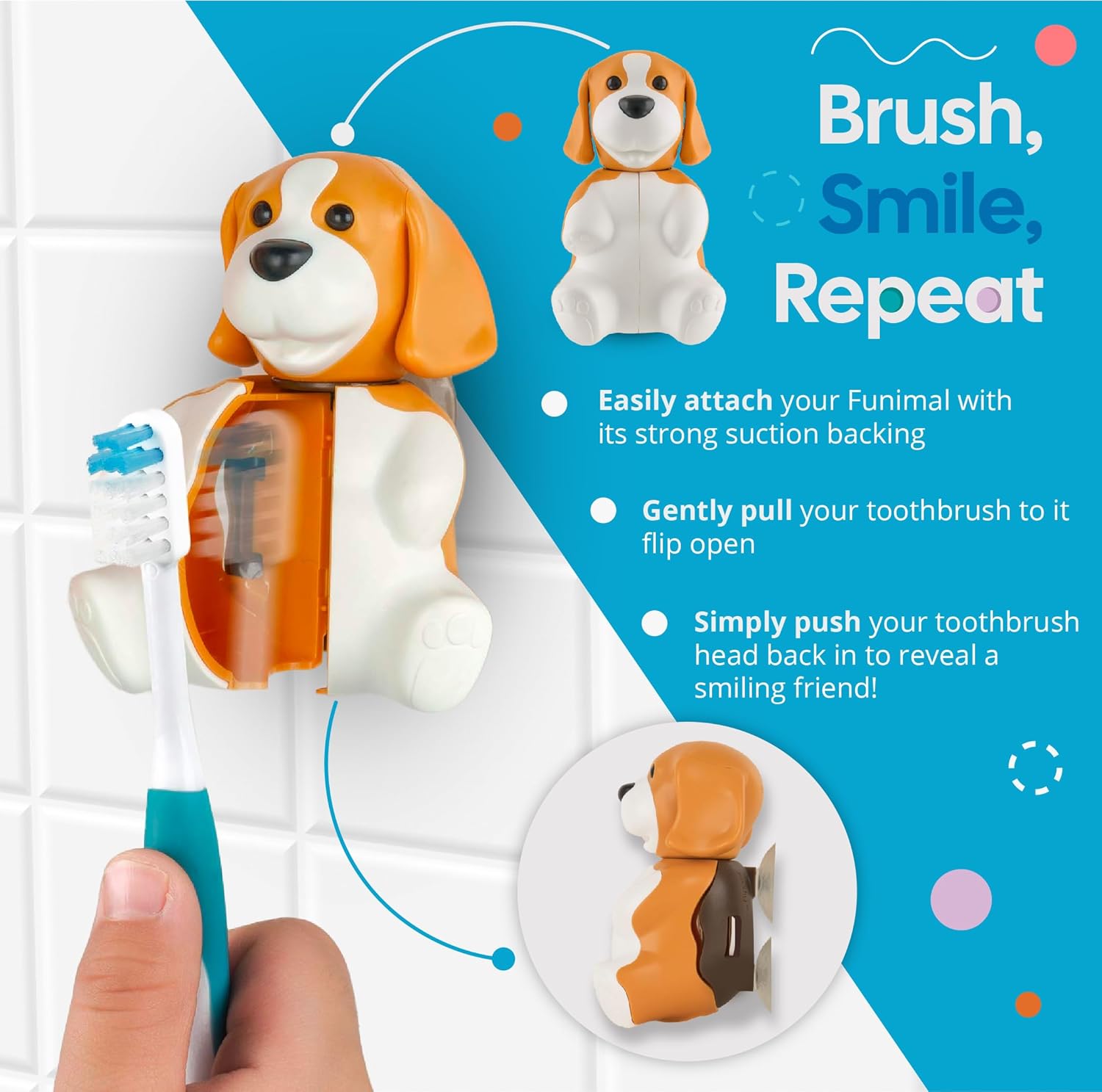 Flipper Fun Animal Turtle – Funda para cepillo de dientes con tapa, soporte para cepillos de dientes para baños, soporte para cepillos de dientes