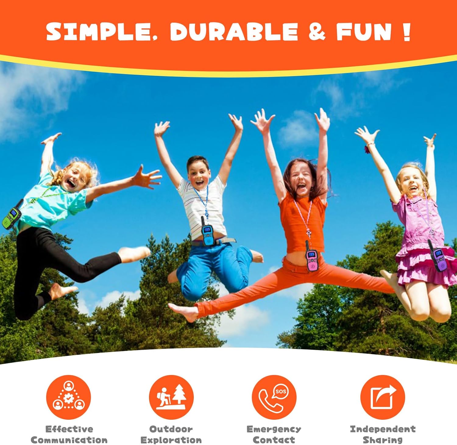 Wishouse Walkie Talkies recargables para niños y adultos de largo alcance, regalo de cumpleaños de Navidad para niños y niñas de 3, 4, 5, 6, 7, 8,