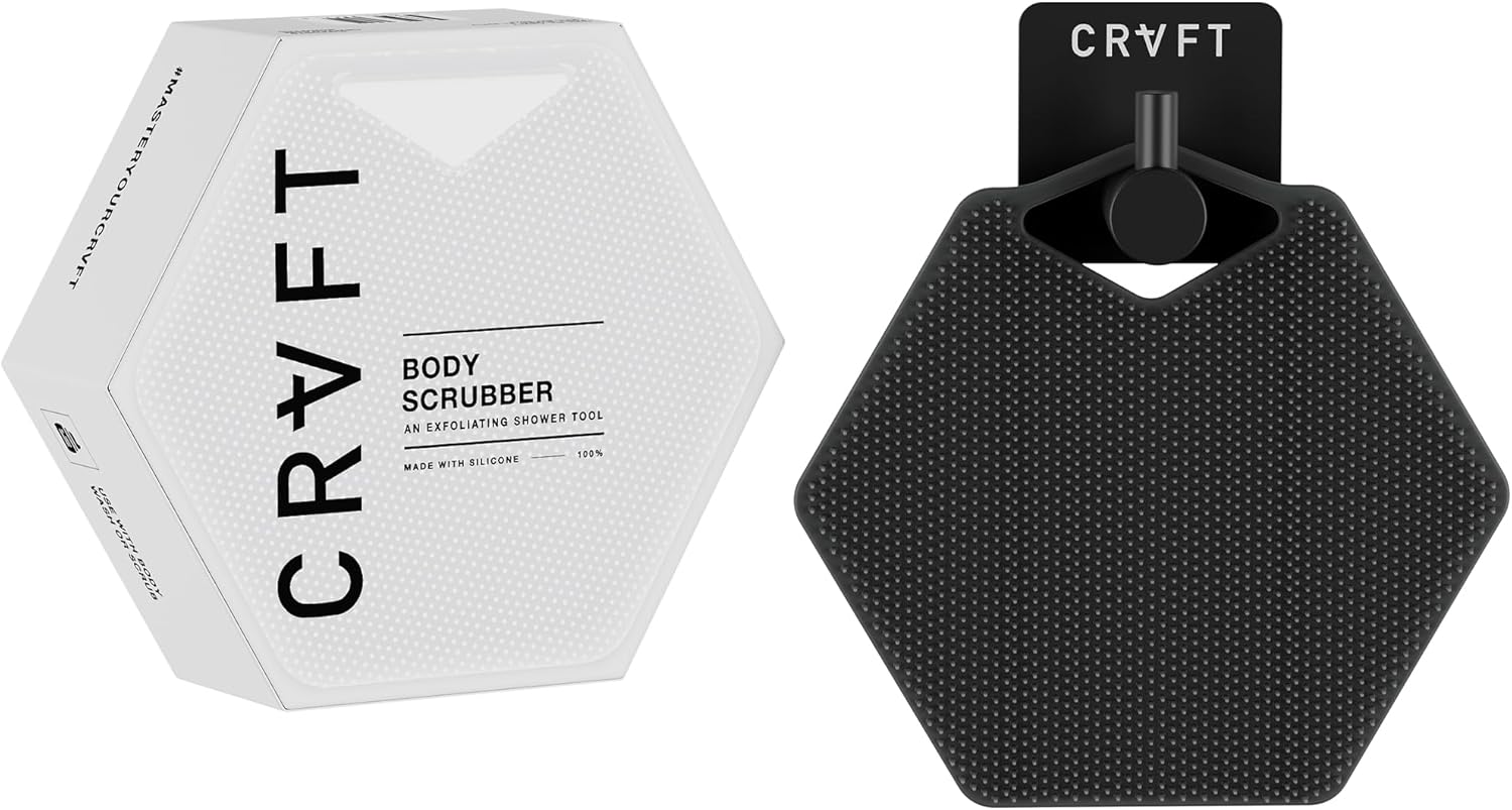 CRVFT – Limpiador corporal de silicona para hombres  Depurador de ducha y gancho de almacenamiento para hombres  Amortiguador corporal  Larga