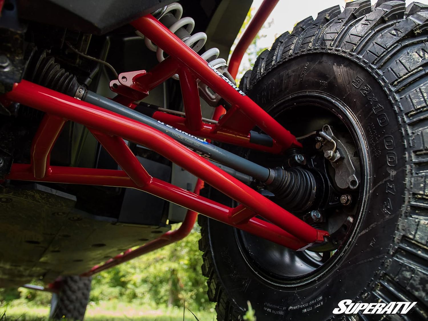 SuperATV (2) Brazos A de baja holgura alta para Polaris RZR XP TurboXP 4 Turbo 2016-2021  No ajustable  Rojo  Rótulas de servicio estándar  Tubo de