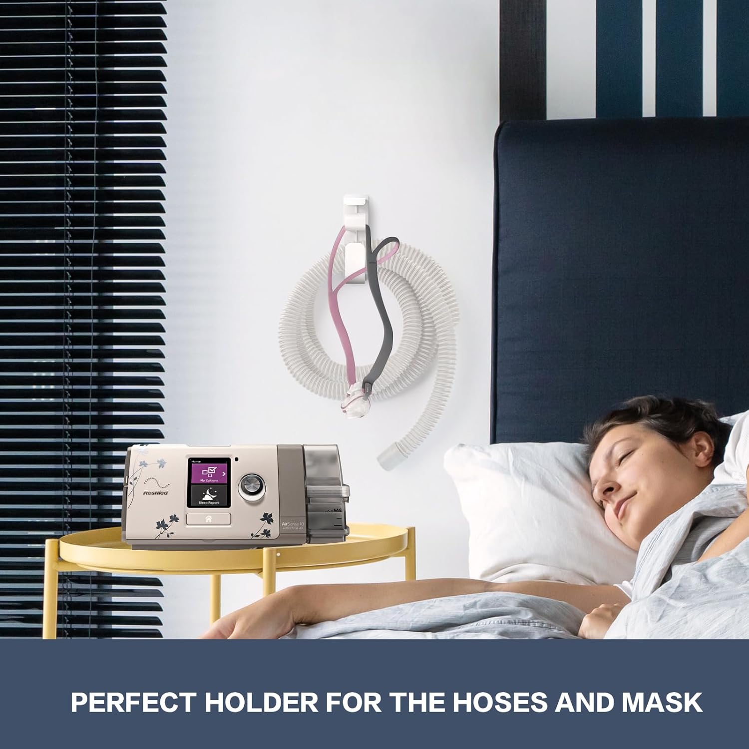 Soporte de manguera CPAP de 2 piezas, gancho para máscara CPAP con función antidesenganche, organizador de manguera, utiliza suministros CPAP y