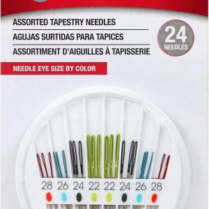SINGER Agujas de tapiz en esfera compactas, agujas de coser de varios tamaños, tamaños 22, 24, 26, 28, juego de 24 SINGER Agujas de tapiz en esfera compactas, agujas de coser de varios tamaños, tamaños 22, 24, 26, 28, juego de 24