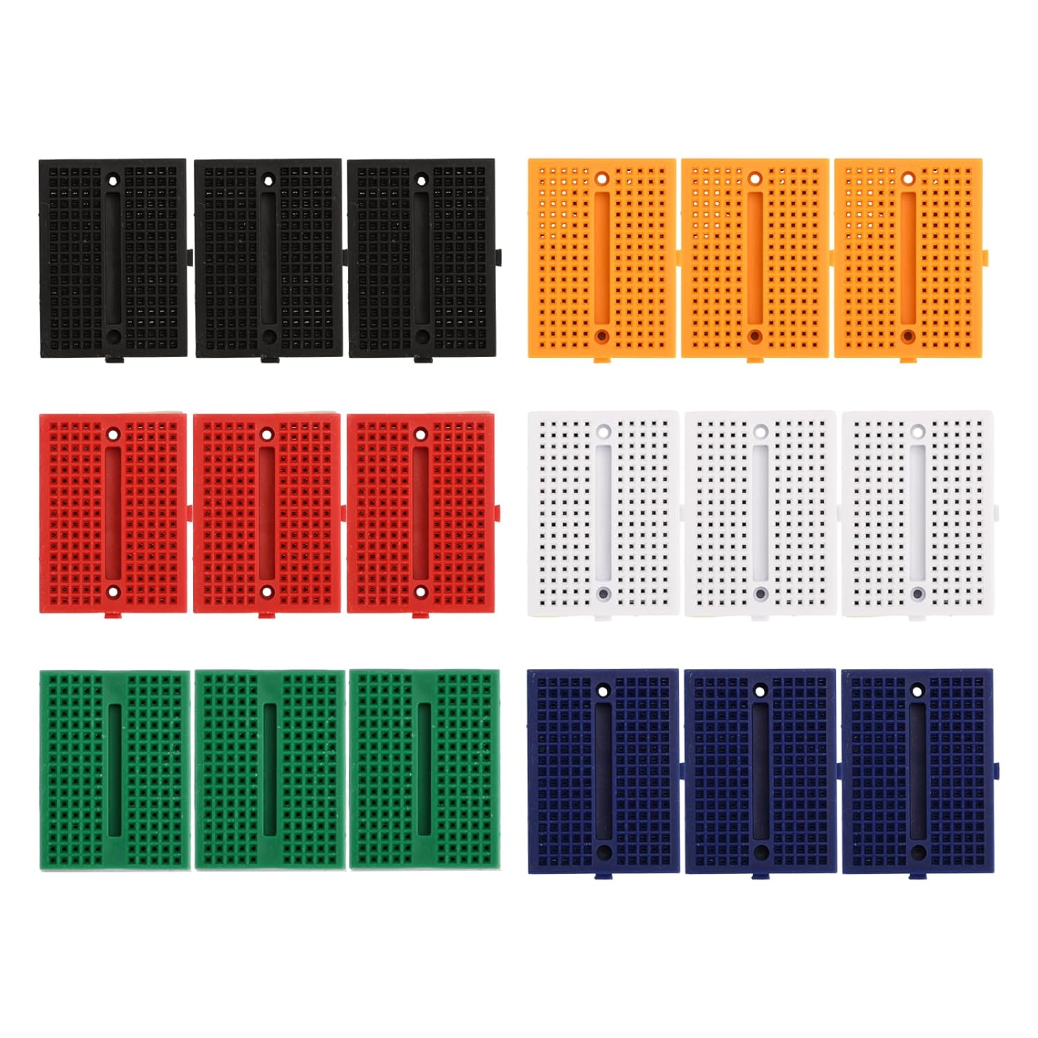 FORIOT 18pcs 170 agujeros colorido mini placa de pan sin soldadura para Arduino Proto Shield Distribución Bloque de conexión (cada color incluye 3