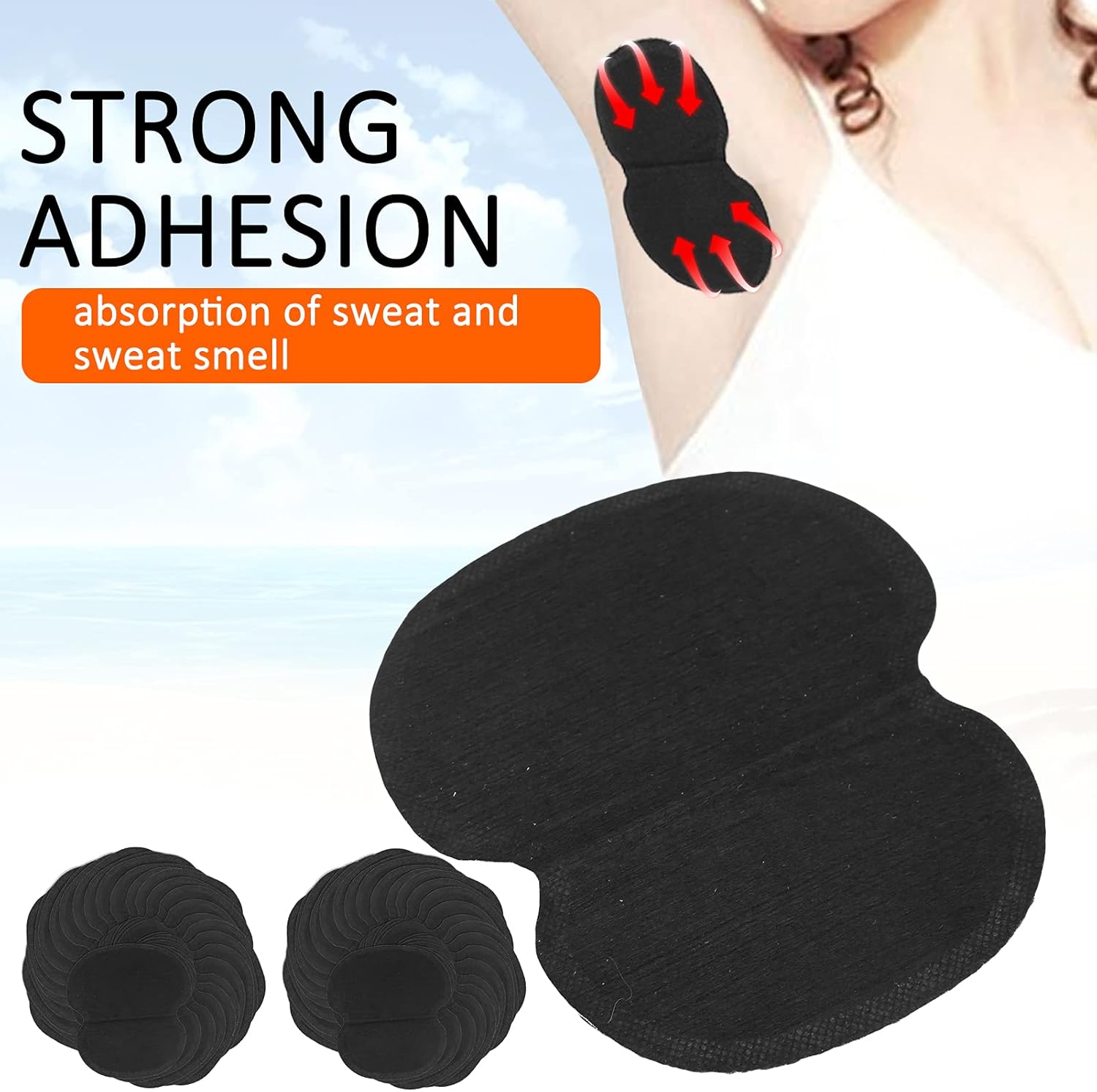 60 almohadillas negras para sudar axilas, almohadillas portátiles que absorben el sudor, cómodas e insípidas, invisibles, sudorosas y pegajosas