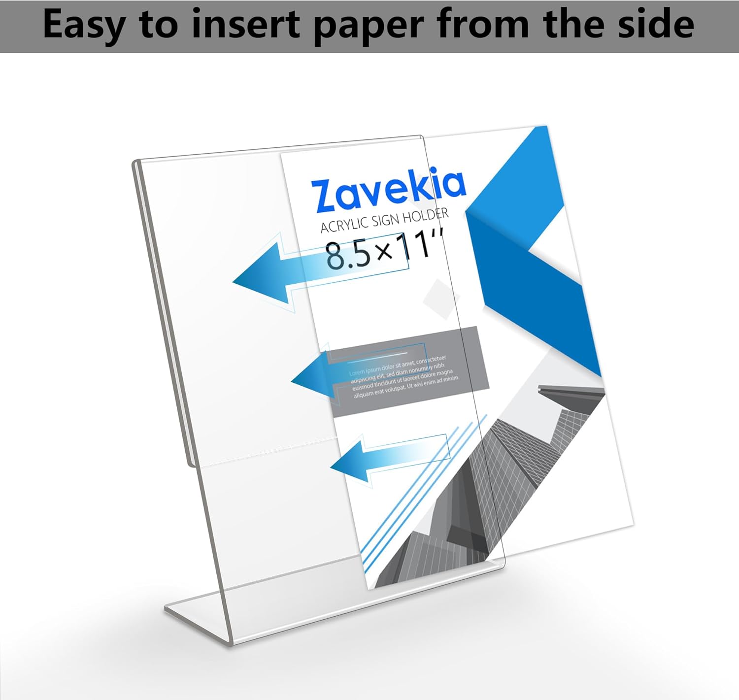 zavekia Soporte de letrero acrílico de 8.5 x 11 pulgadas, soporte de letrero de escritorio transparente, soporte de papel de plástico para mesa (8.5