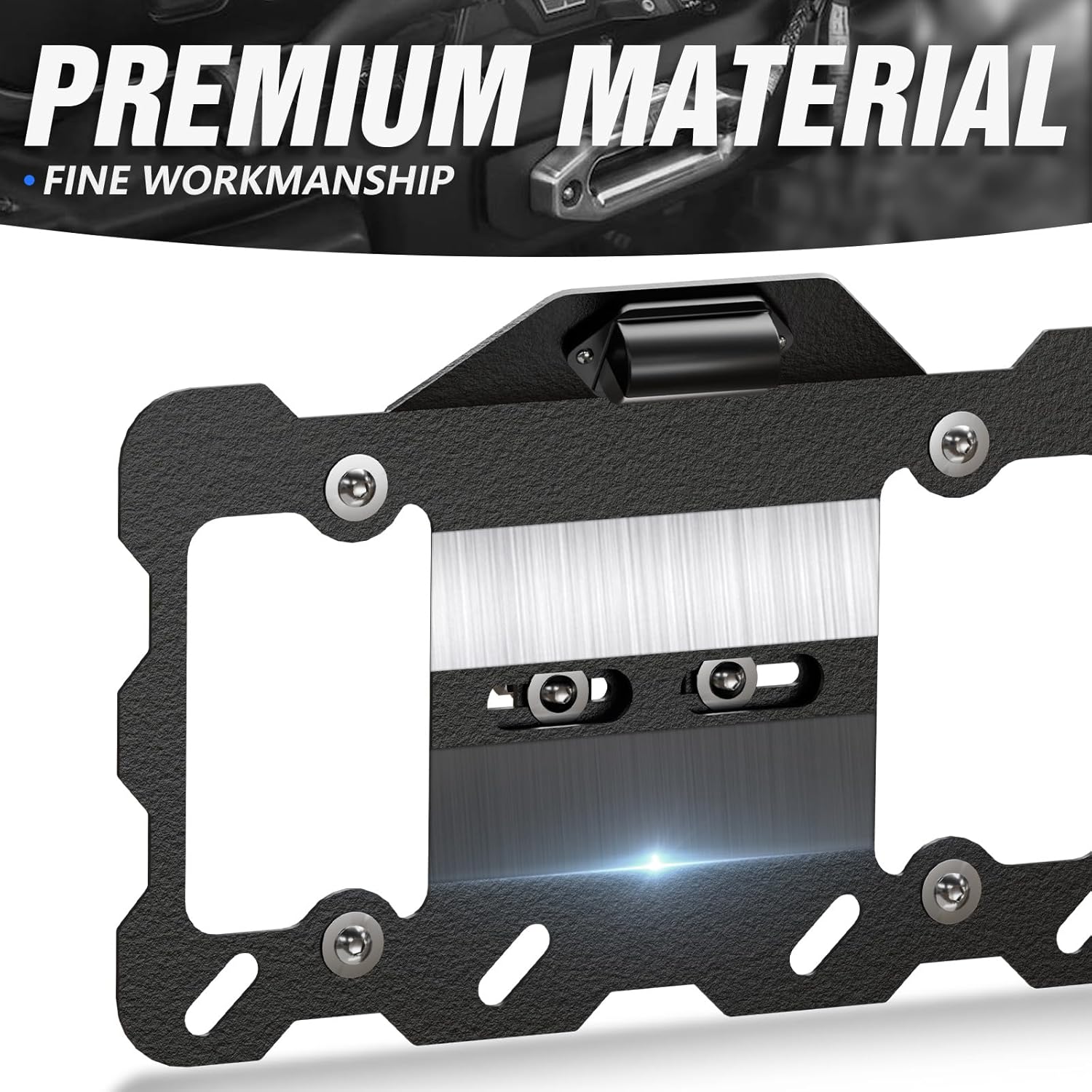 SUORTO – Marco universal para matrícula frontal con luz LED para el anillo en D de parachoques compatible con Jeep, Ford, Dodge, Chevy, GMC, Nissan,