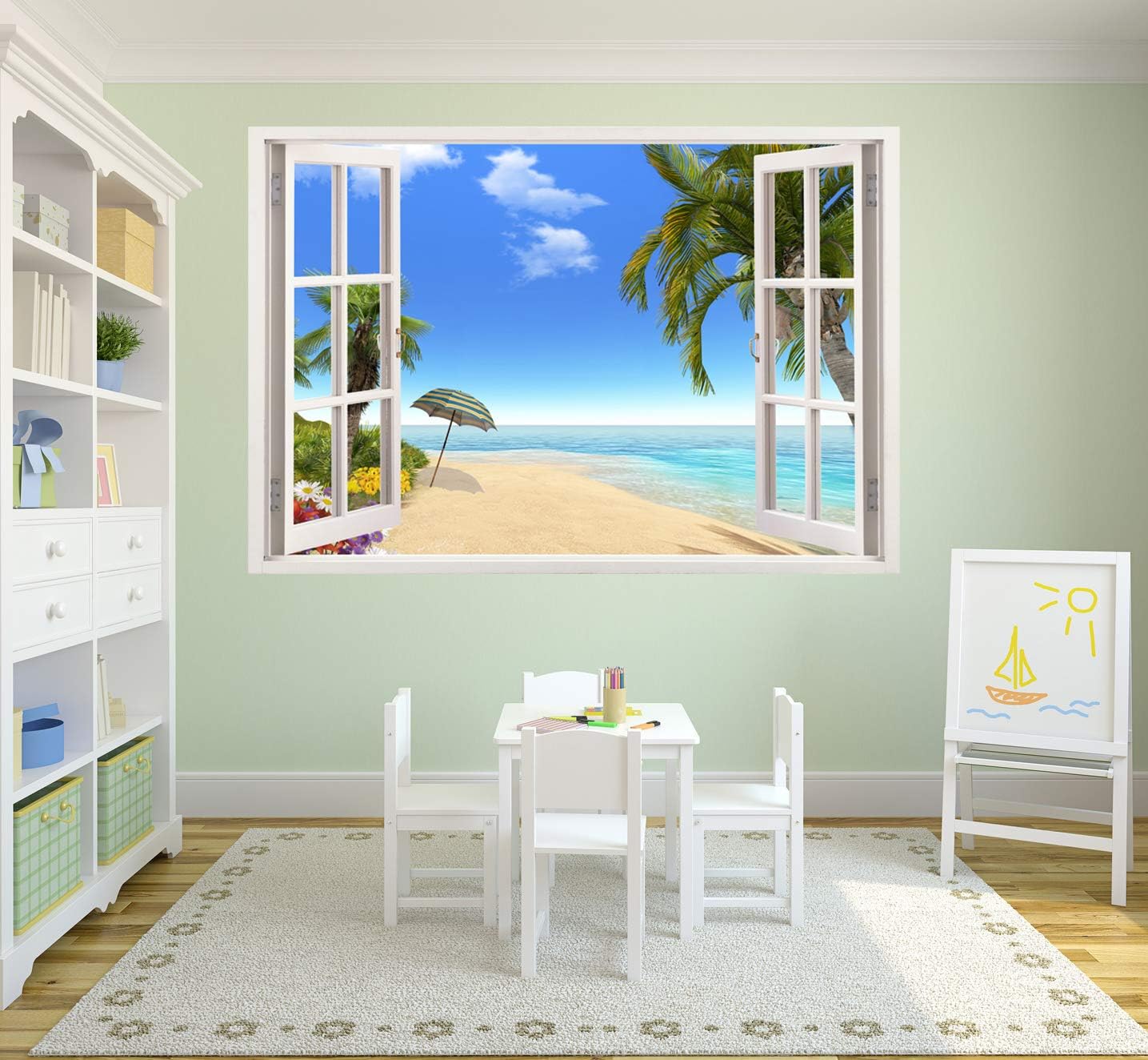 Mi Alma Calcomanías de pared de vinilo extraíbles 3D, diseño de marco de ventana, amplia variedad de vistas realistas, fáciles de aplicar, despegar