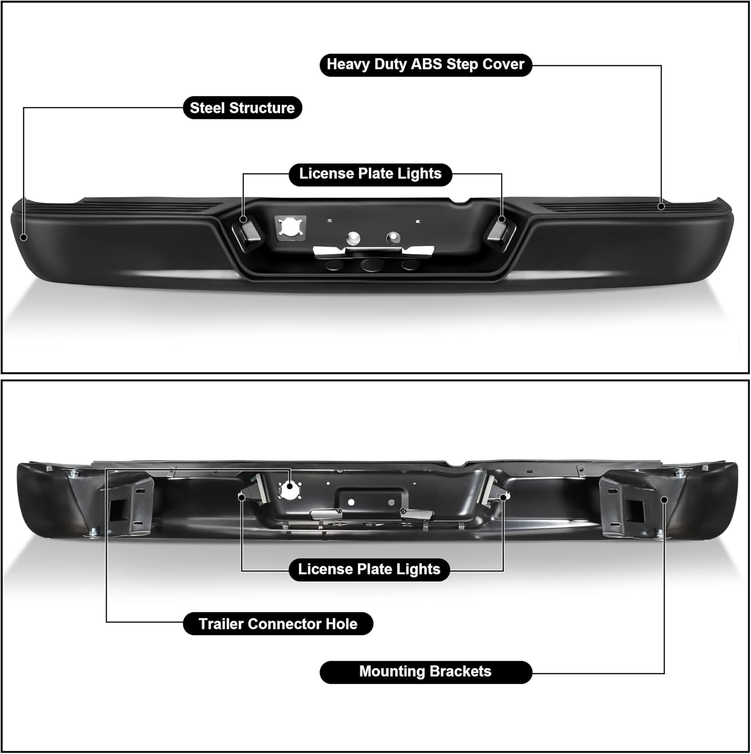 Conjunto de parachoques trasero para Dodge Ram Pickup 04 05 06 2007 2008 Dodge Ram Pickup 04 05 06 07 08 2004-2008 Negro