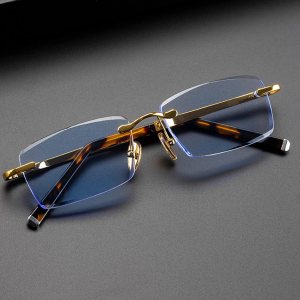 Gafas de lectura con corte de diamante para hombres y mujeres, lectores de cristal sin montura (color  azul, tamaño 2.5+) Gafas de lectura con corte de diamante para hombres y mujeres, lectores de cristal sin montura (color  azul, tamaño 2.5+)