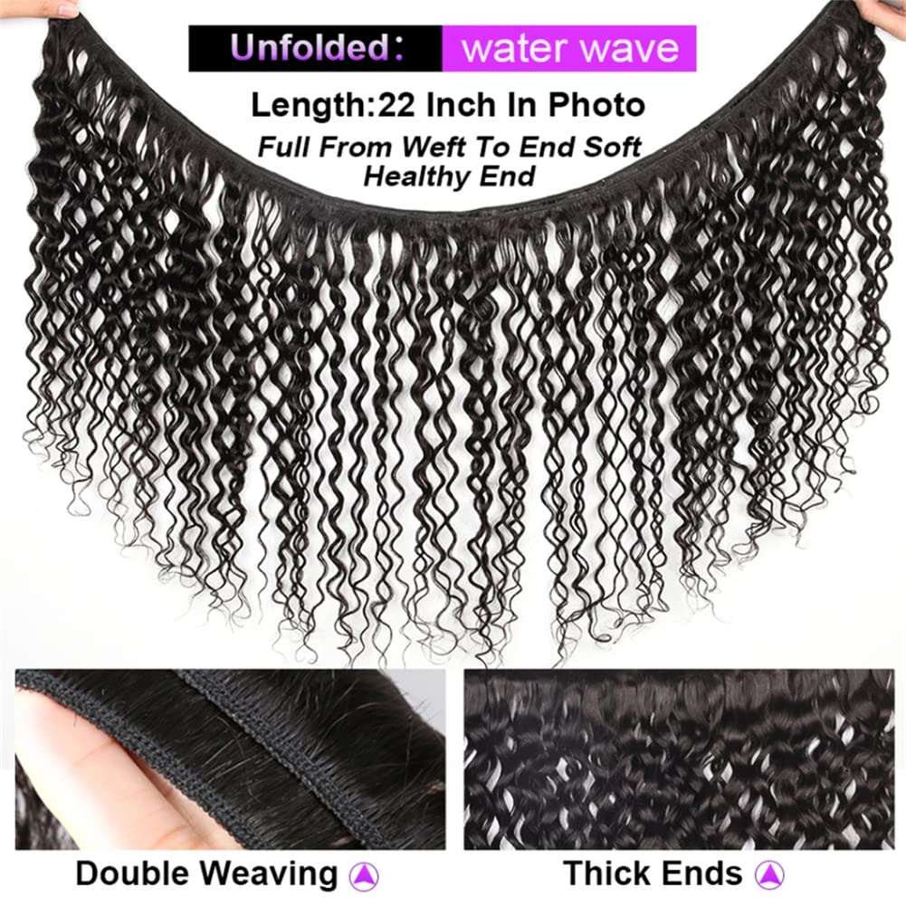 3 paquetes de cabello humano rizado con ondas de agua (24, 26, 28 pulgadas), extensiones de cabello humano virgen brasileño Remy, extensiones de