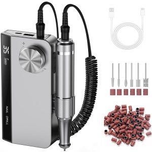 Taladro eléctrico de uñas, lima de uñas portátil profesional para manicura y pedicura, máquina de perforación recargable de arte de uñas de 35000 Taladro eléctrico de uñas, lima de uñas portátil profesional para manicura y pedicura, máquina de perforación recargable de arte de uñas de 35000