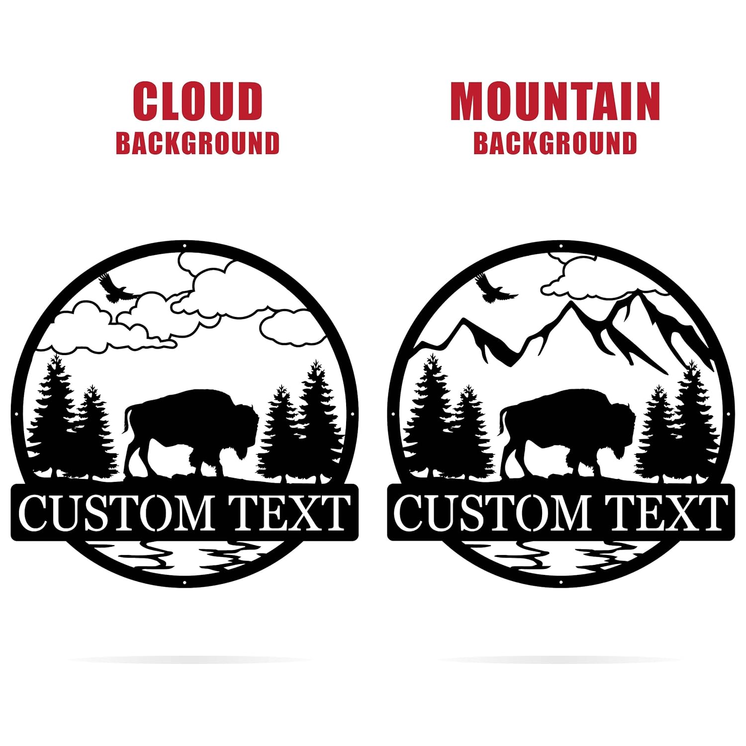 Custom Outdoor Bison Circle Monogram Sign  Lone Bison Decor  Bison Camp Sign  Buffalo Decor  Bison Name Metal Sign  Gift for Him