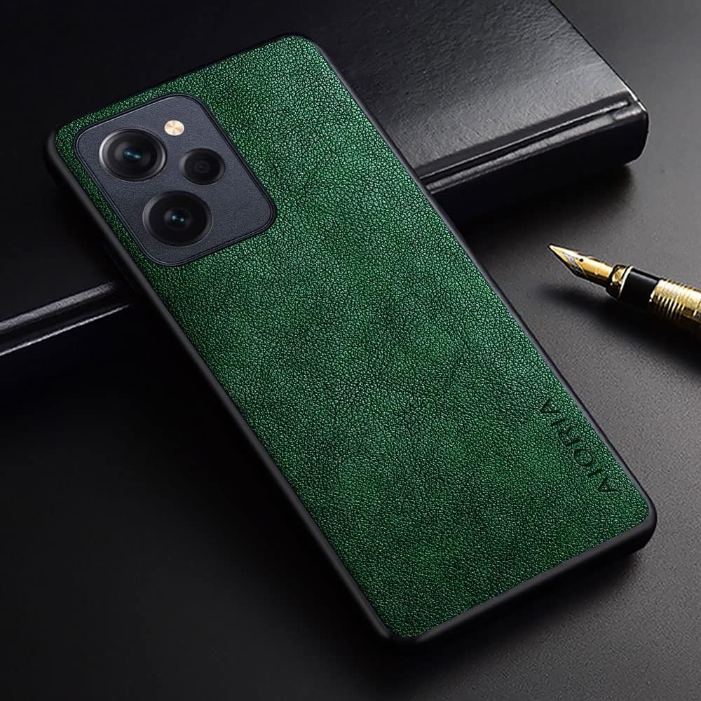 AIORIA Para Poco X5 Pro Case, Funda de cuero premium para teléfono Diseño retro Funda protectora completa para Xiaomi Poco X5 Pro 5G (verde)