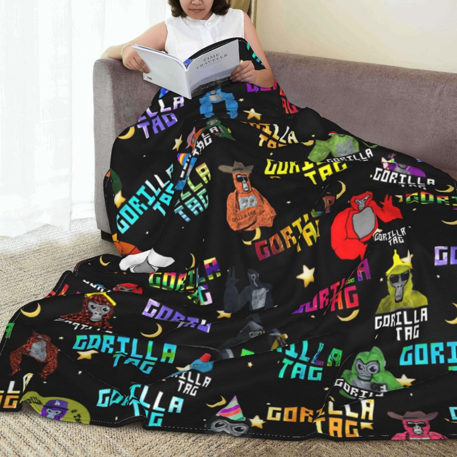 Gorilla Manta cálida y suave de gorila para cama, sofá, decoración de fiesta, juego, regalo de 50 x 40 pulgadas