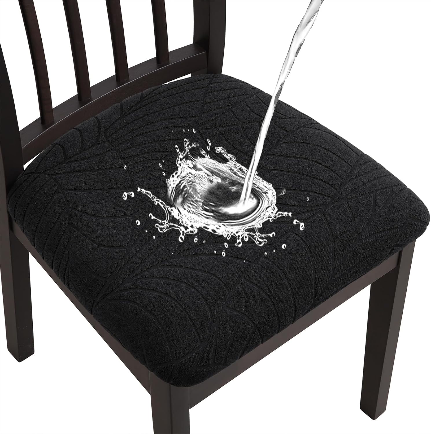 Juego de 6 fundas impermeables para asiento de silla de comedor, fundas de silla de jacquard elásticas, extraíbles y lavables para sillas de cocina,