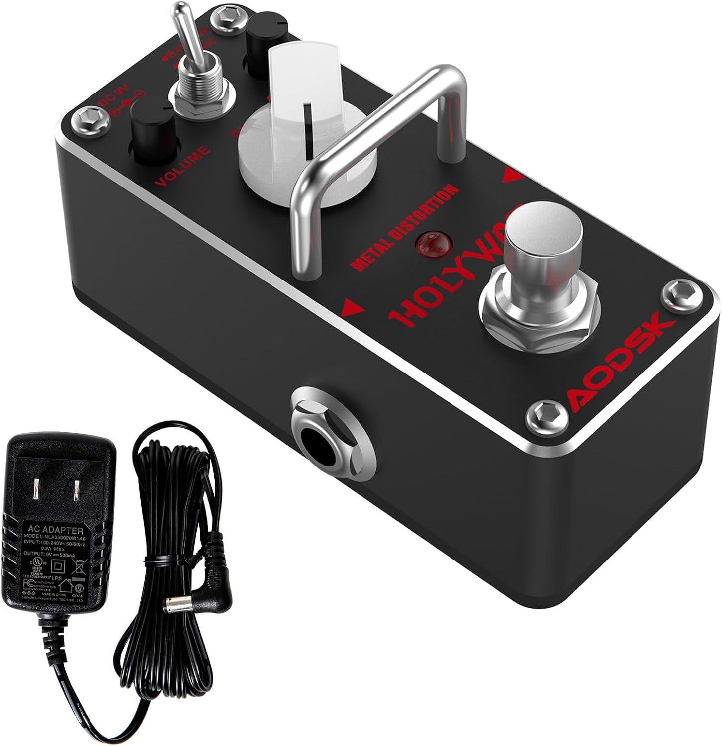 Pedal de efecto de guitarra de distorsión, distorsión de metal, 2 modos clásico, extremo, mini pedal de guitarra eléctrica portátil True Bypass