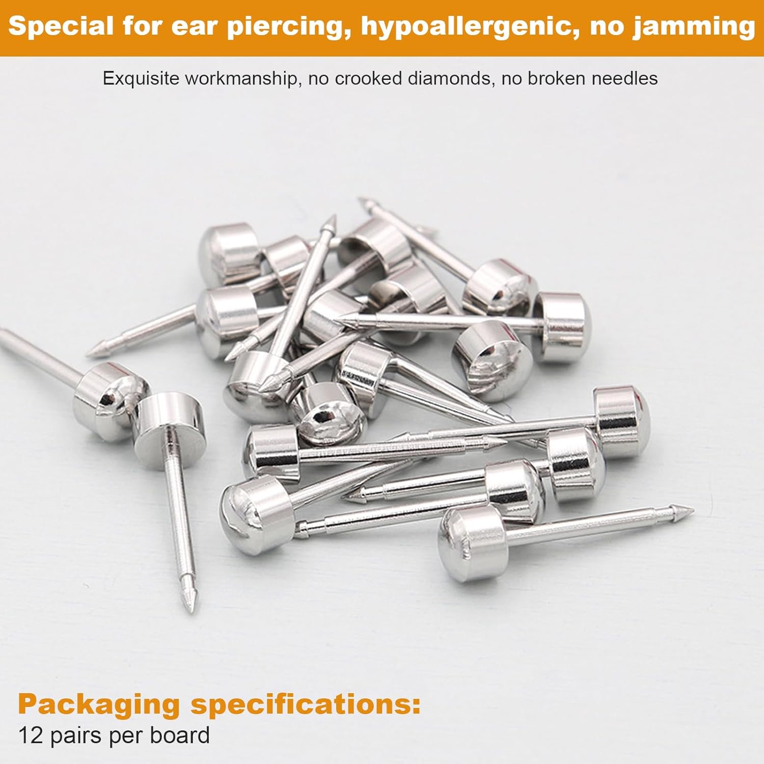 12 pares de piercings de oreja de acero inoxidable, aretes de acero quirúrgico, piercing de oreja de alta calidad, aretes de tapón de oreja, aretes