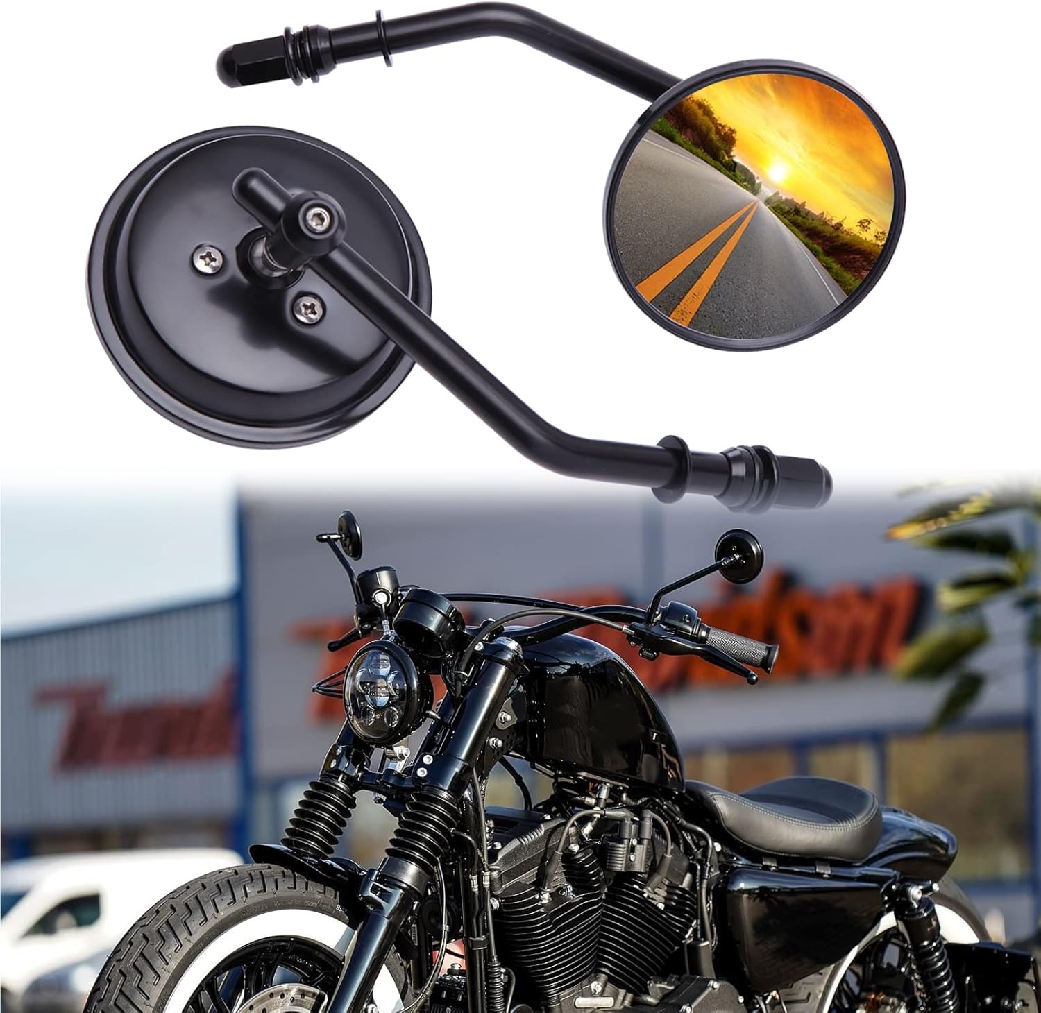 Mini espejos laterales redondos negros para motocicleta, compatibles con Sportster Dyna Softail Road King Street Electra Glide Road Glide 1982-2018