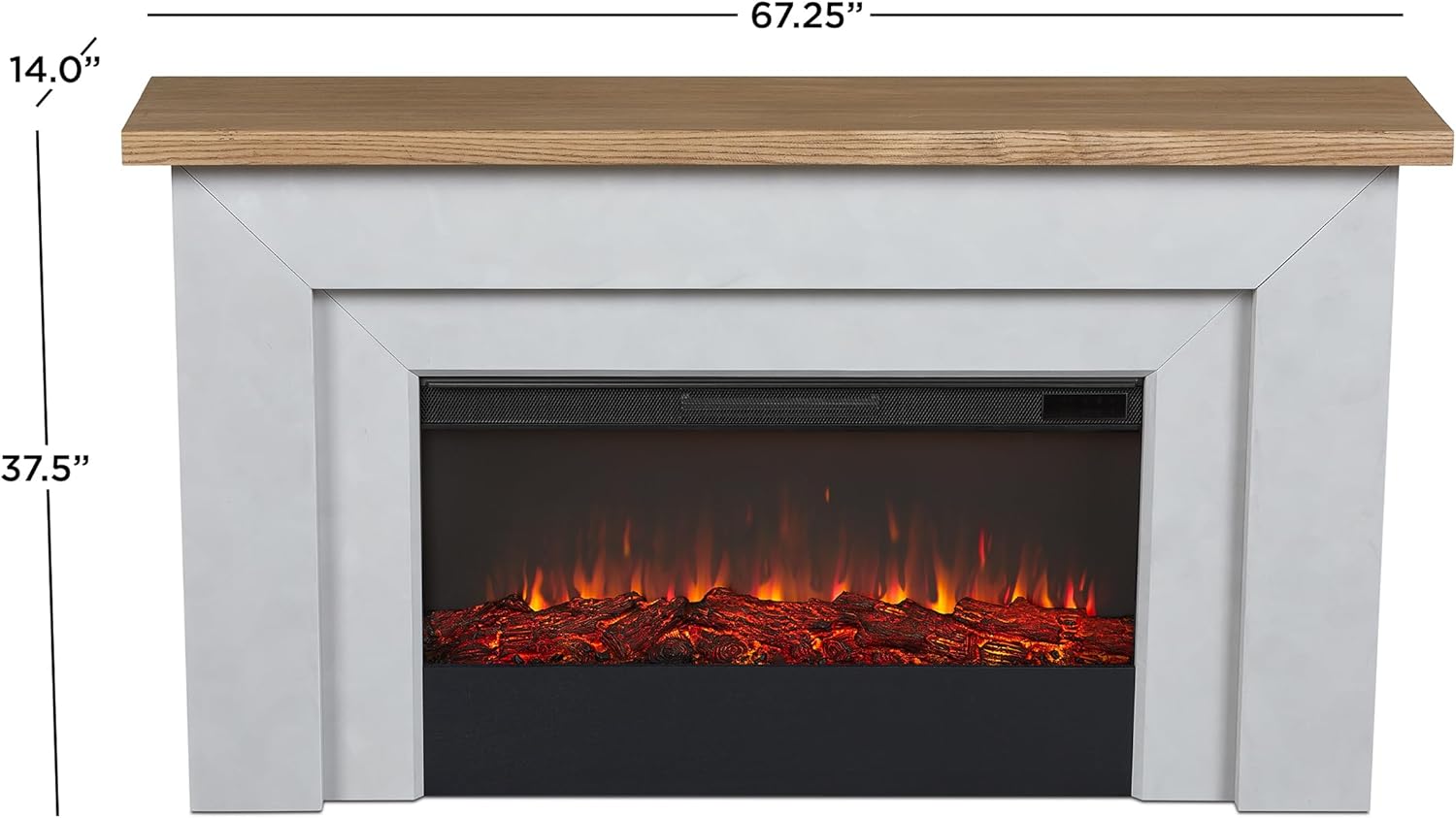 Malie – Soporte para TV con chimenea eléctrica de 68 pulgadas, color gris veneciano Real Flame