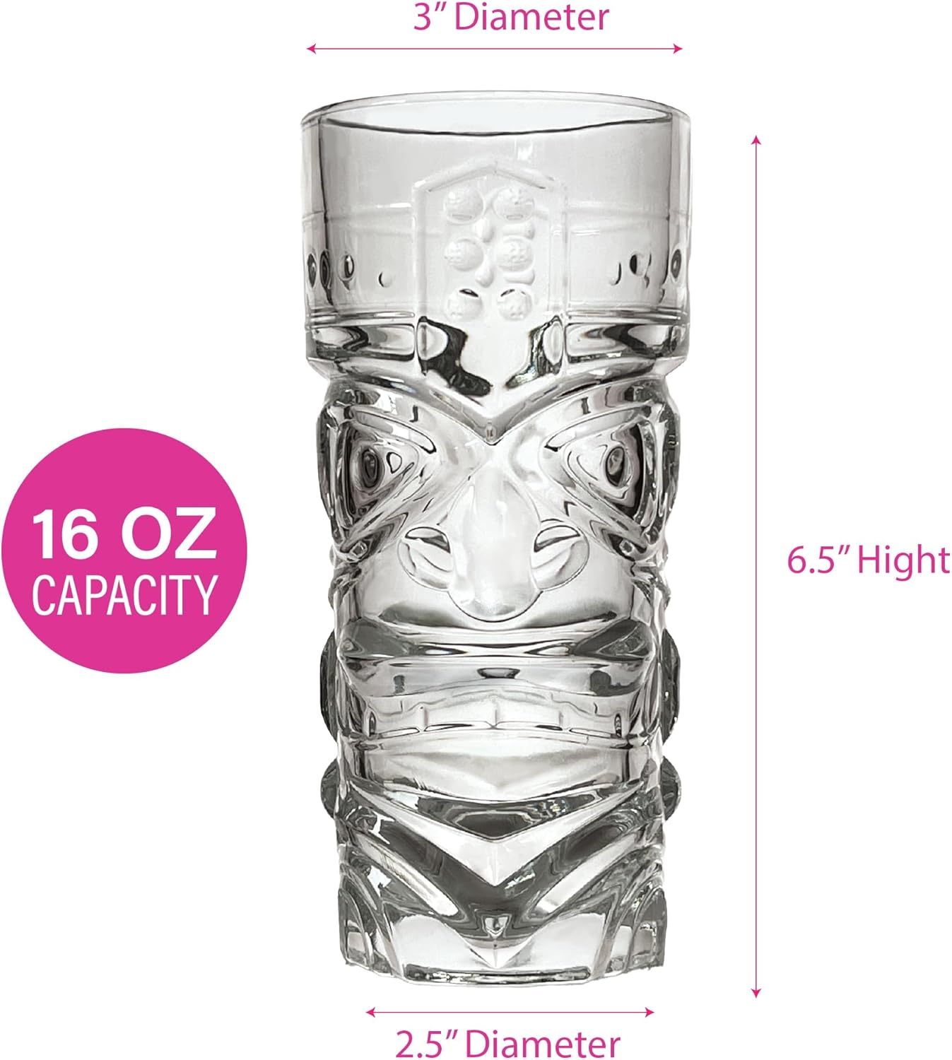 Lily’s Home Juego de 4 vasos Tiki  Ideal para cócteles exóticos, Highball  Juego único de vasos Tiki Bar y Bar de cocina, juego de vasos de vidrio y