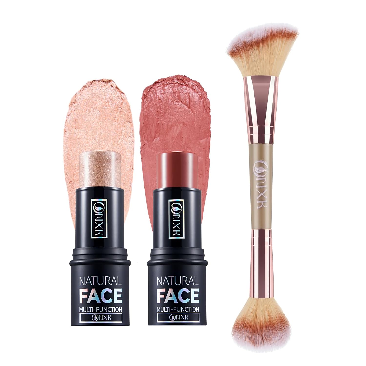 ONXK Lápiz de contorno de crema de maquillaje resaltador, fácil de aplicar, bronceador natural y barra de rubor, no grasa e impermeable, para