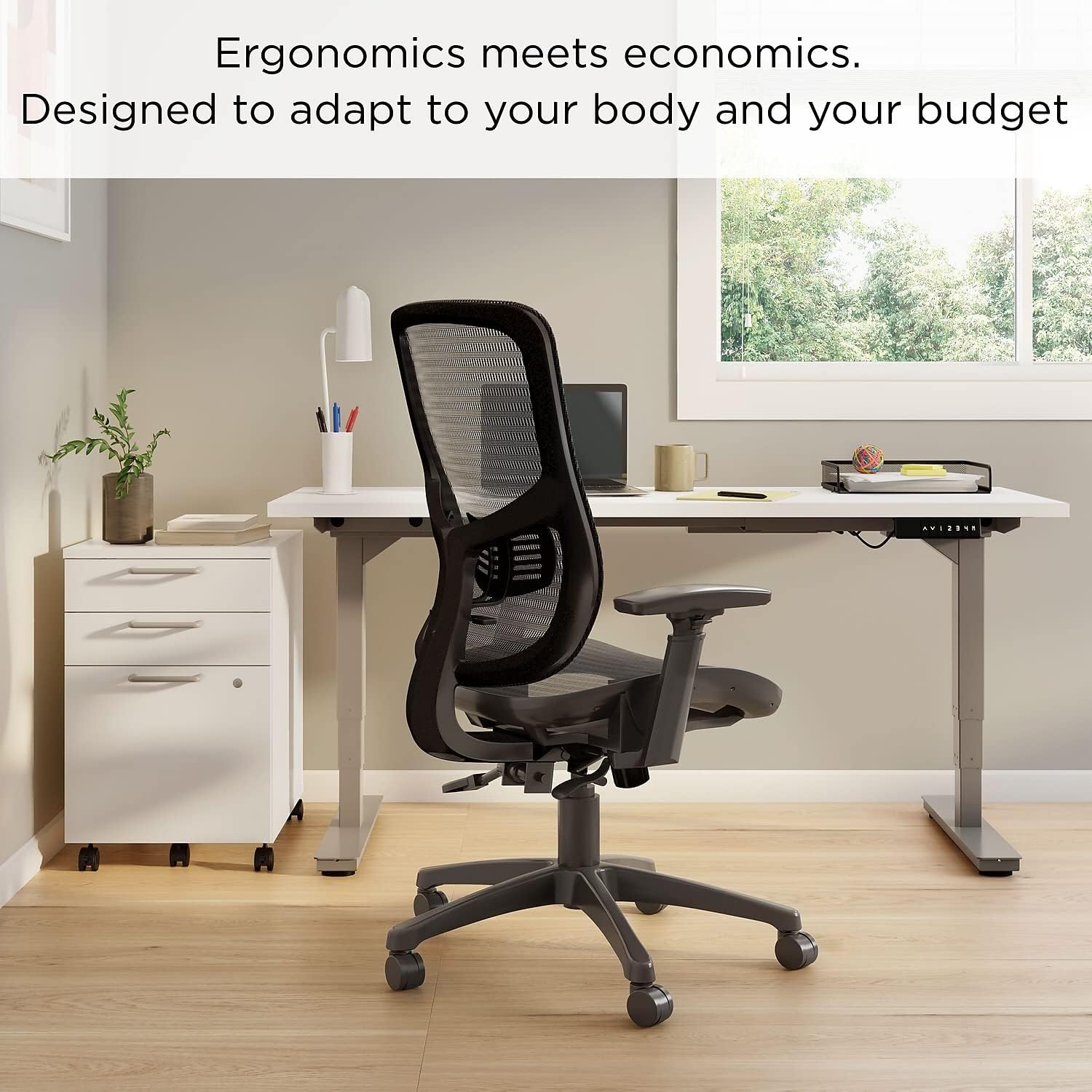 Union & Scale Flexfit Kroy – Silla de trabajo de malla, negro, paquete de 2 (UN59523-CCVS)