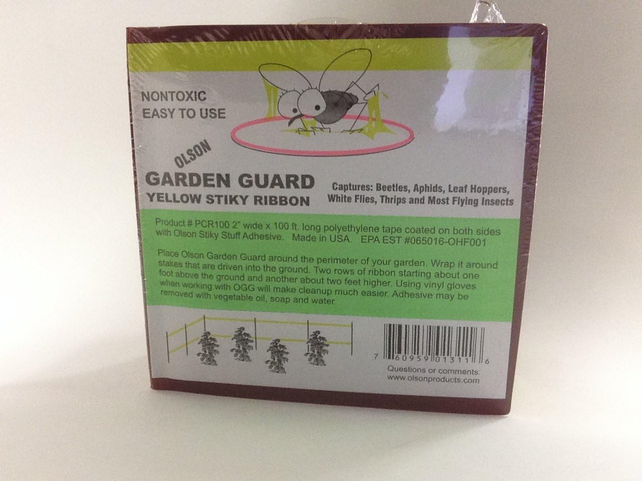Olson Garden Guard – Cinta adhesiva de 2 pulgadas de ancho por 100 pies, color amarillo, no tóxica