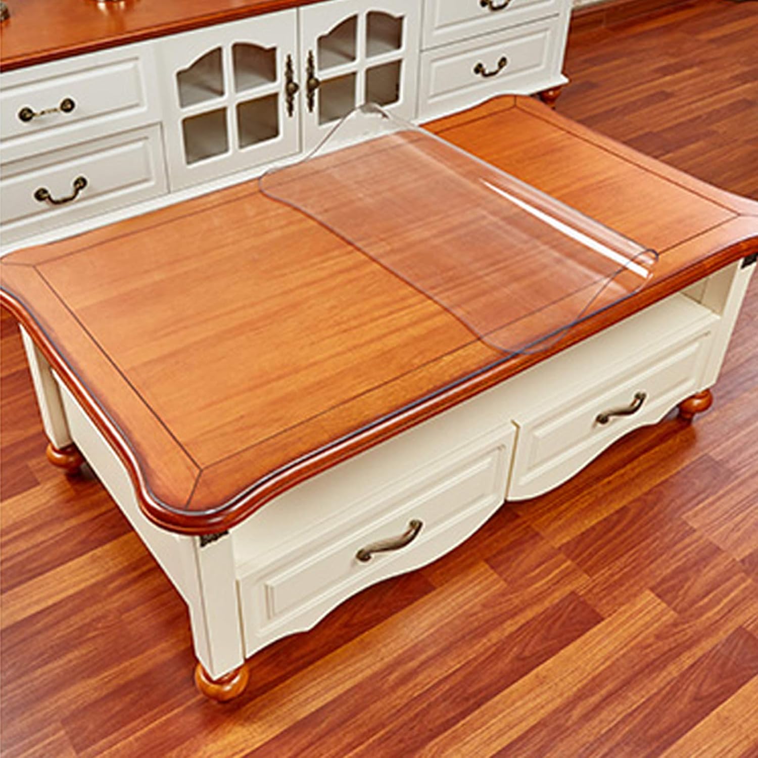 Protector de mesa de vidrio suave de PVC, protector de mantel transparente con bordes de 68, placa de cristal de plástico transparente, impermeable,