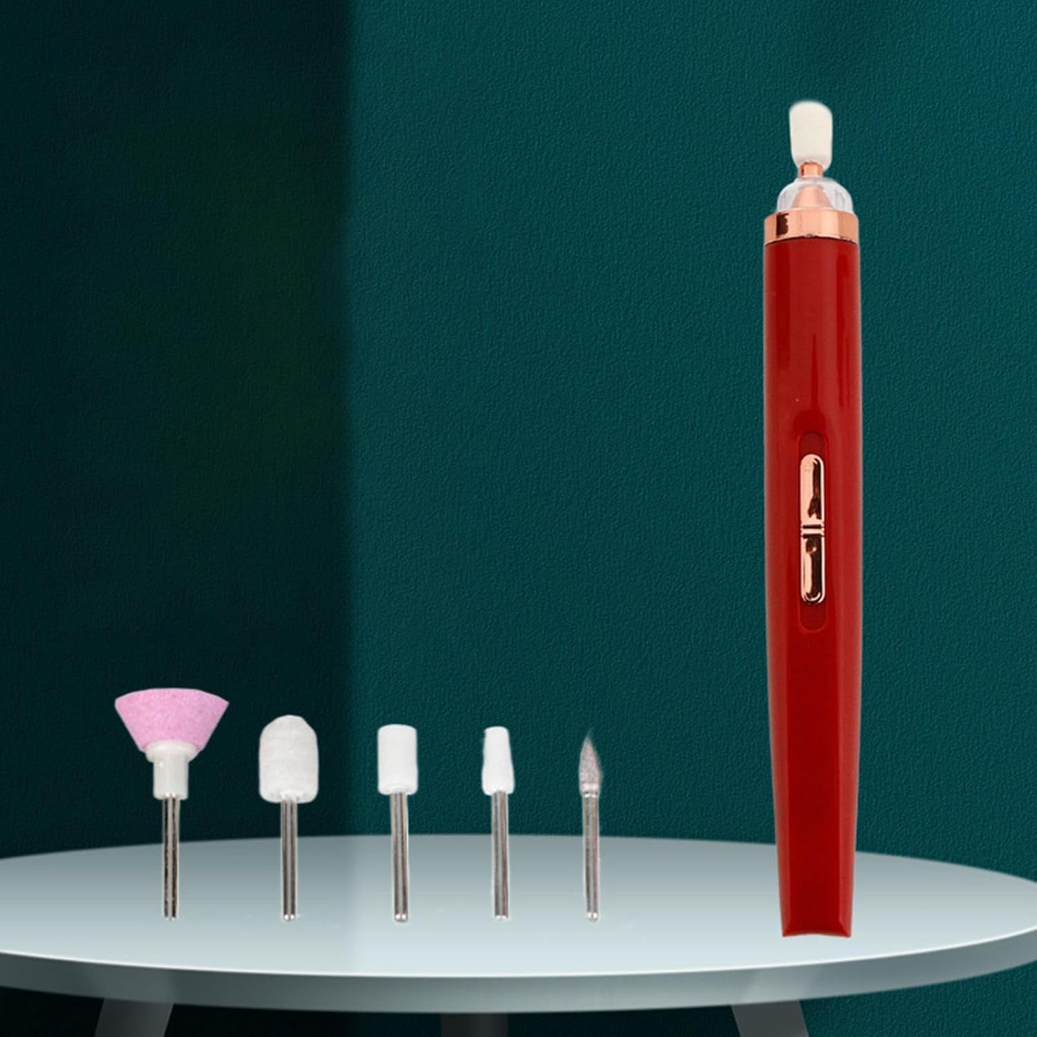 SCOOVY Lima de uñas eléctrica, taladro de uñas inalámbrico de 2 velocidades, taladro eléctrico profesional de manicura, 5 cabezales intercambiables,