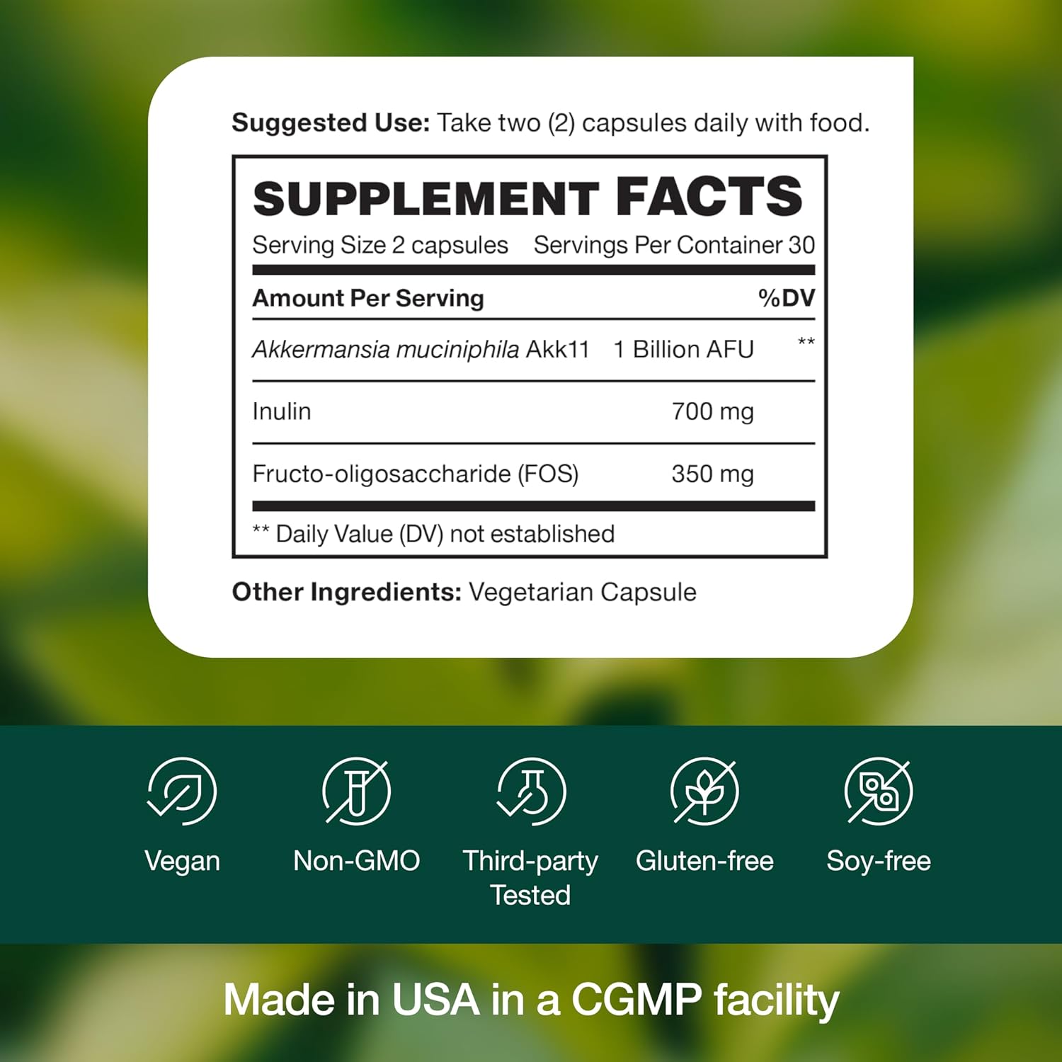 Akkermansia Muciniphila Probiotic 1 mil millones de AFU para producción de GLP-1 – Suplemento probiótico pre + – 60 cápsulas