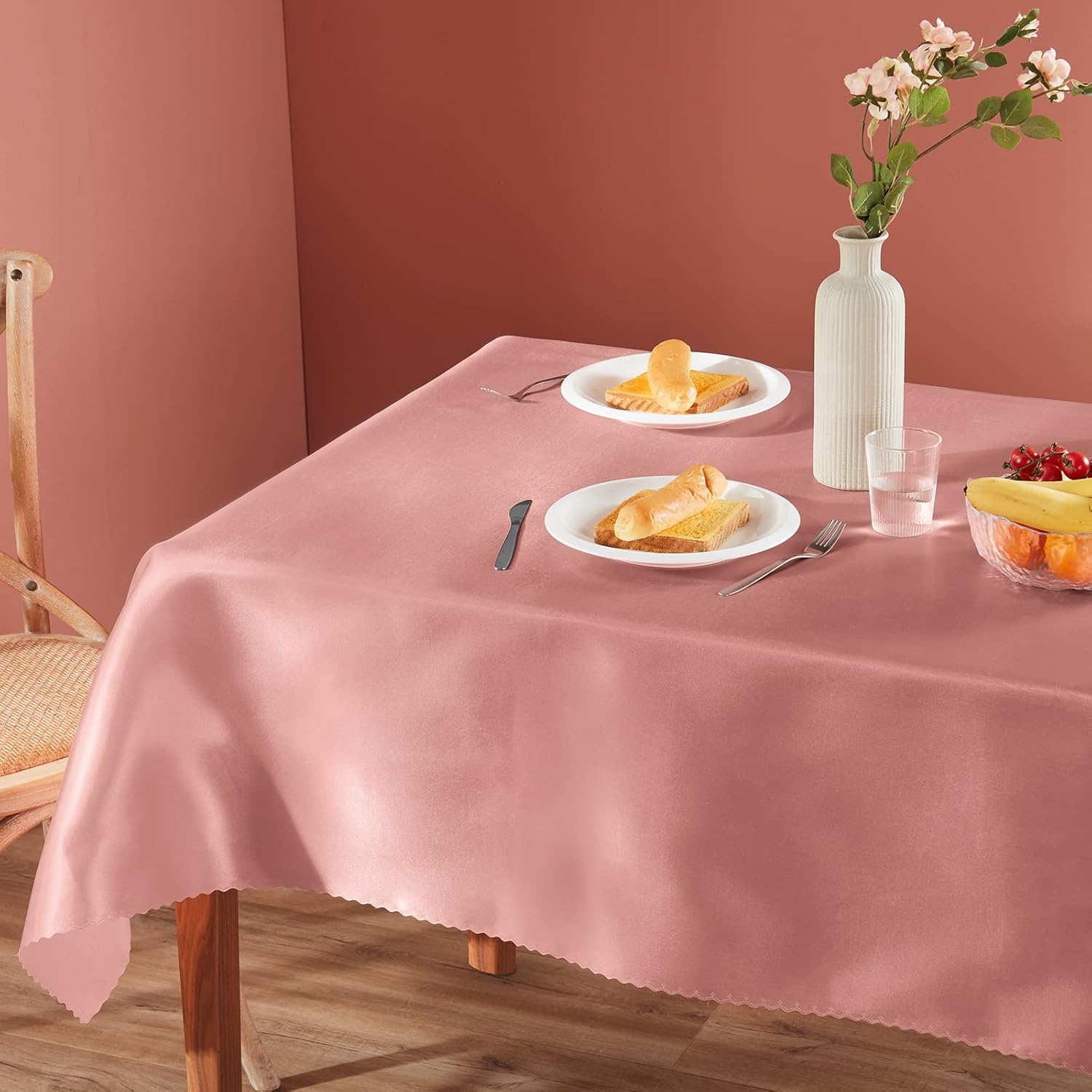Homiest 1 paquete de mantel de satén de 60 x 84 pulgadas, color oro rosa, mantel de mesa rectangular sedoso, manteles de satén para boda, recepción,
