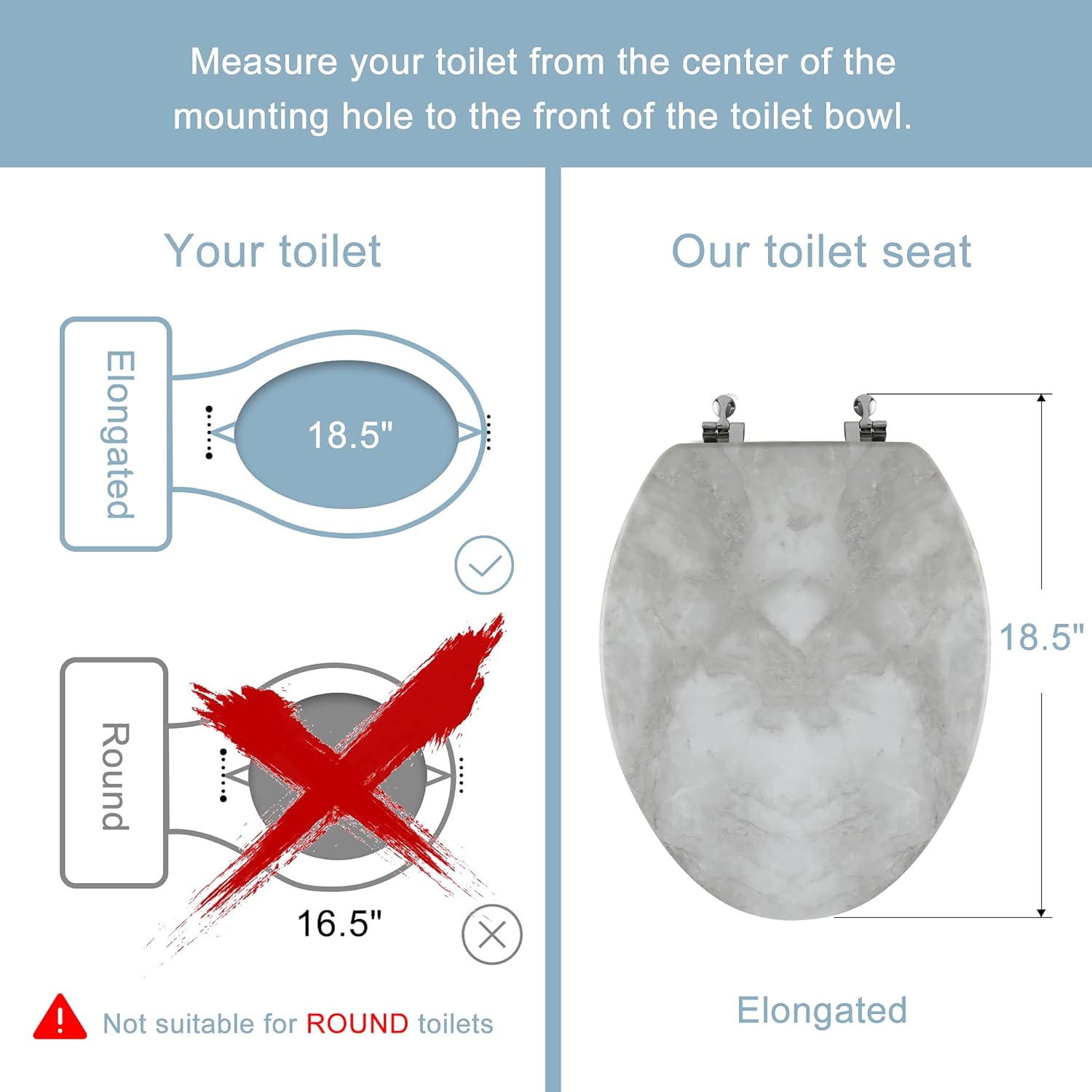Angol Shiold – Asiento de inodoro alargado de madera natural con bisagras de aleación de zinc, fácil de instalar, también fácil de limpiar, asiento