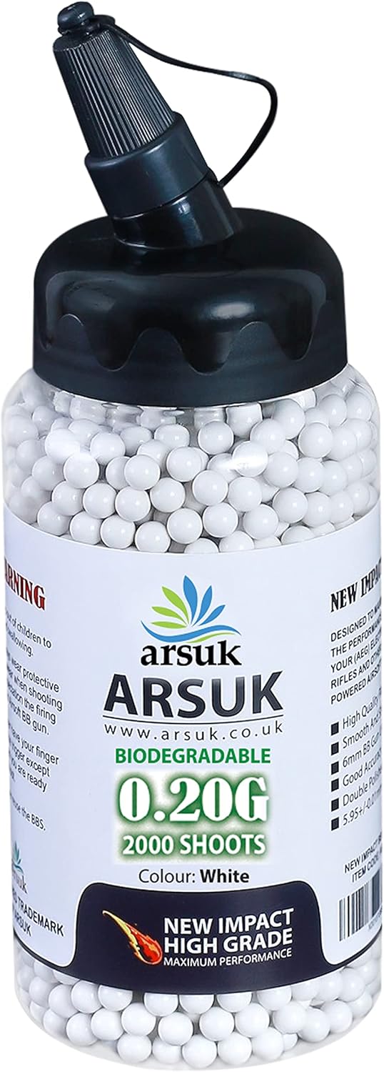 ARSUK Airsoft BB Pellets de 0.236in BBS 0.01oz – Munición de paintball de alta calidad para cargador Airsoft, contenido 1000, 2000, 5000, 10000 balas