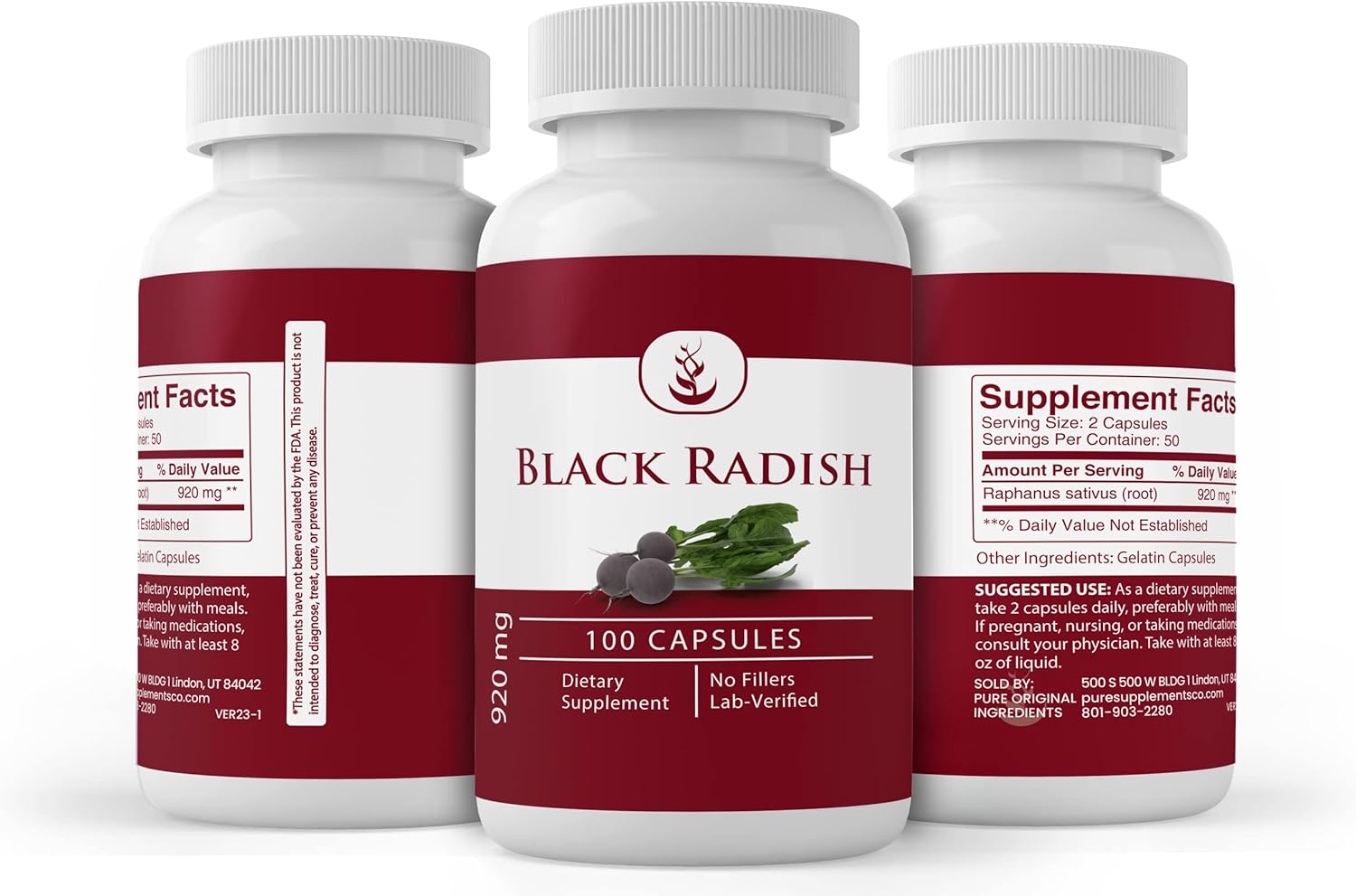 Pure Original Ingredients Rábano negro, (100 cápsulas) siempre puro, sin aditivos ni rellenos, verificado por laboratorio