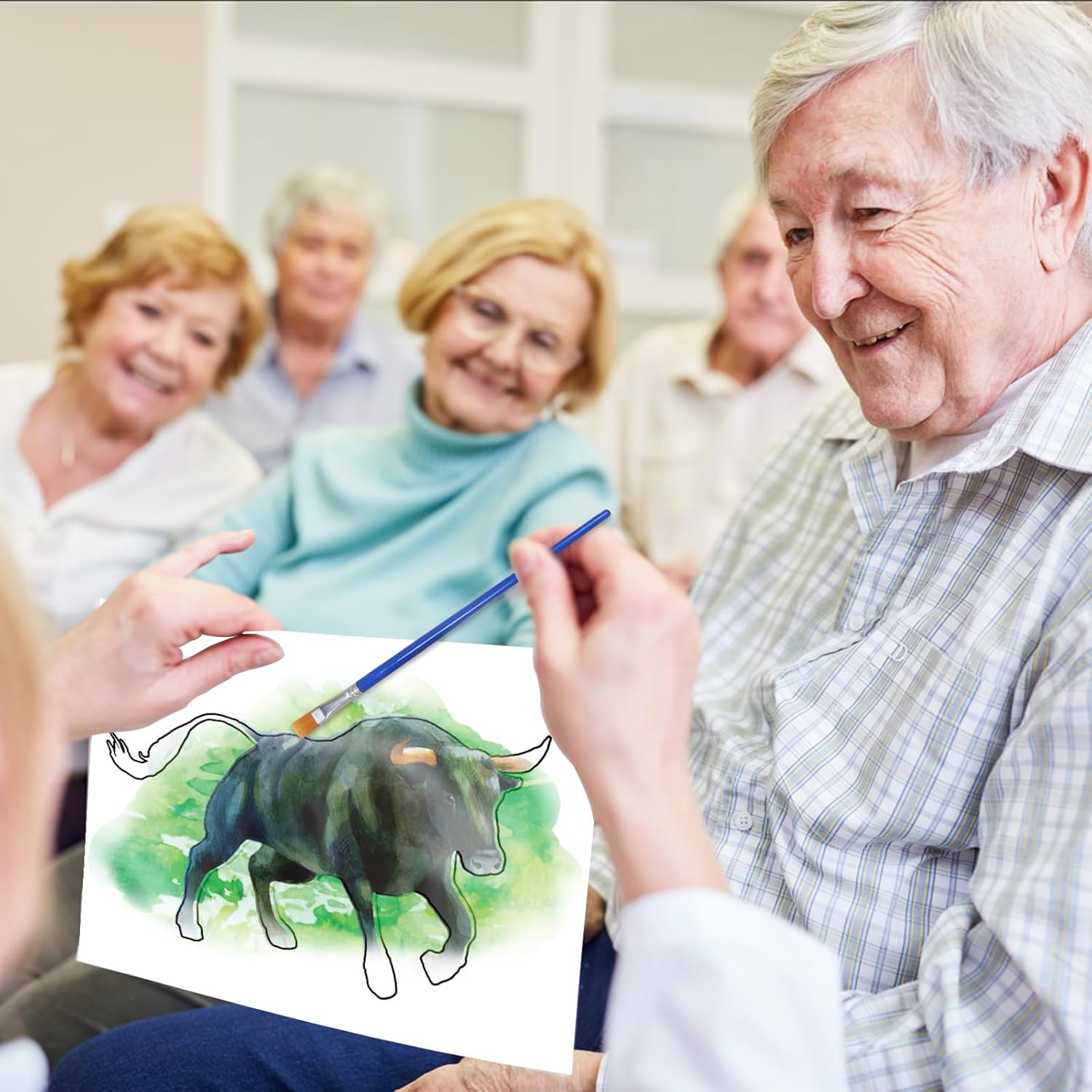 24 piezas de productos de demencia para ancianos reutilizables para pintura al agua, juguetes de animales de granja, actividades de demencia para