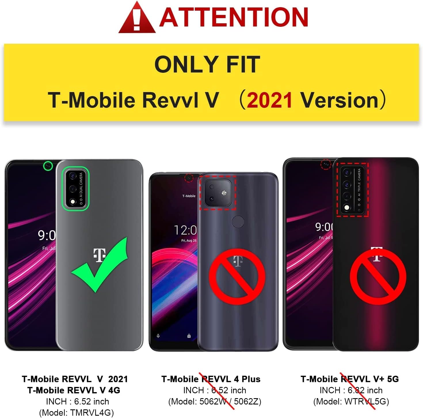 NZND Funda para T-Mobile REVVL V (6.52 pulgadas 4G 2021) con protector de pantalla incorporado, funda protectora de cuerpo completo a prueba de