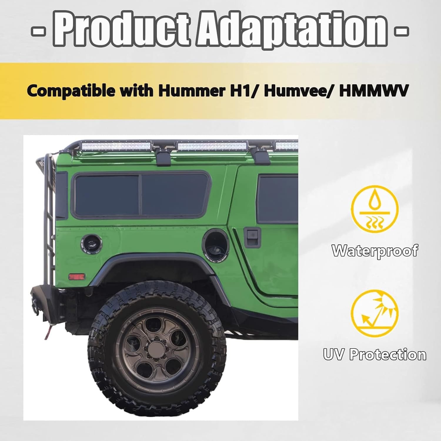 KUAFU 8 guardabarros compatibles con Hummer H1HumveeHMMWV Barro Flaps Splash Extended Guard Negro Plástico