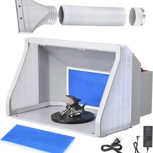AW Kit de cabina de aerosol portátil con 3 luces LED, manguera de filtro de escape, mesa giratoria para pasatiempos, pintura artística, modelo, AW Kit de cabina de aerosol portátil con 3 luces LED, manguera de filtro de escape, mesa giratoria para pasatiempos, pintura artística, modelo,