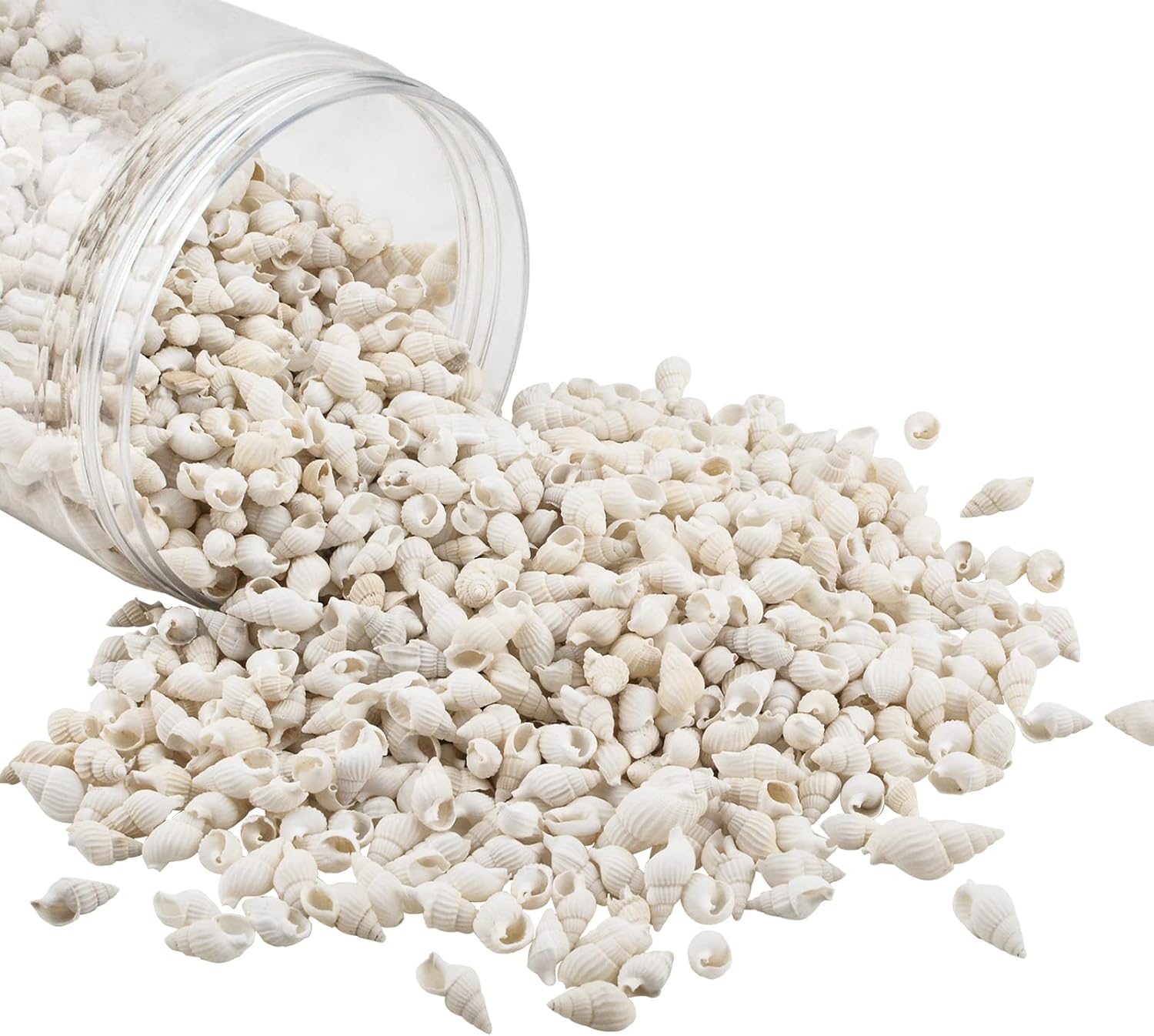 WANDIC Mini caracolas naturales, paquete de 8.82 oz de cuentas de concha en espiral blancas para playa, conchas marinas, manualidades para tanque de