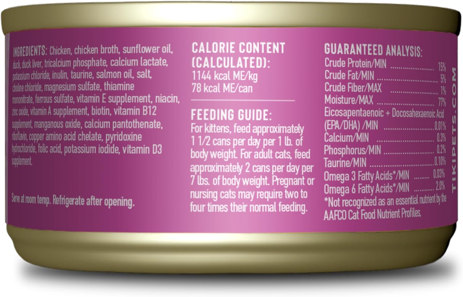 Tiki Cat Baby, mousse de hígado de pato y pato, alto en proteínas y sabroso, alimento húmedo para gatos para gatitos de 4 semanas Plus, latas de 2.4
