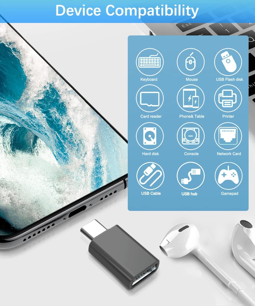 Elebase Paquete de 3 cables USB C a tipo C de 100 W de 3.36.610 pies y 4 adaptadores USB a USB C y cargador tipo C macho a 3.0 hembra para MacBook