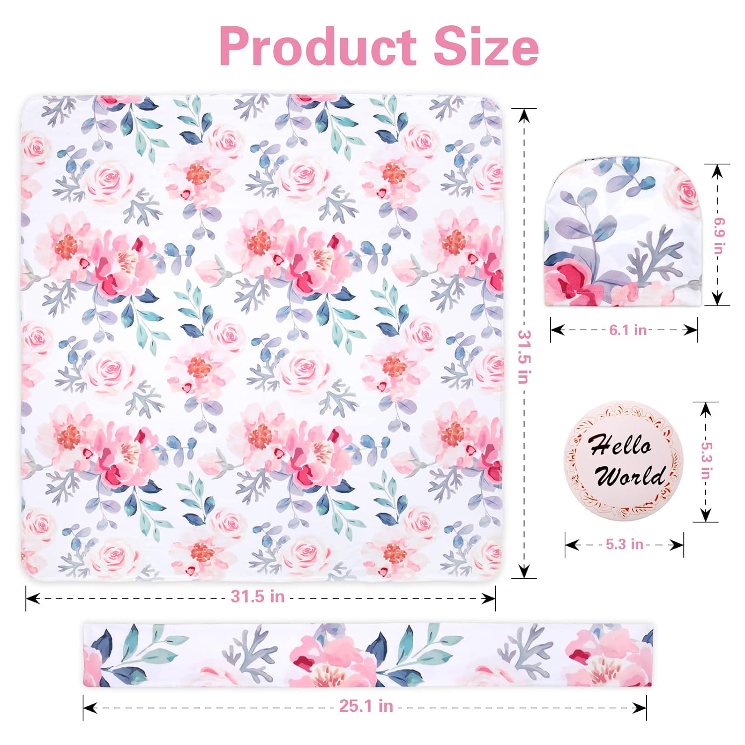 Manta para recién nacido, suave conjunto de gorro y diadema para bebé, manta elástica para recién nacido, regalo de baby shower para niñas y niños,