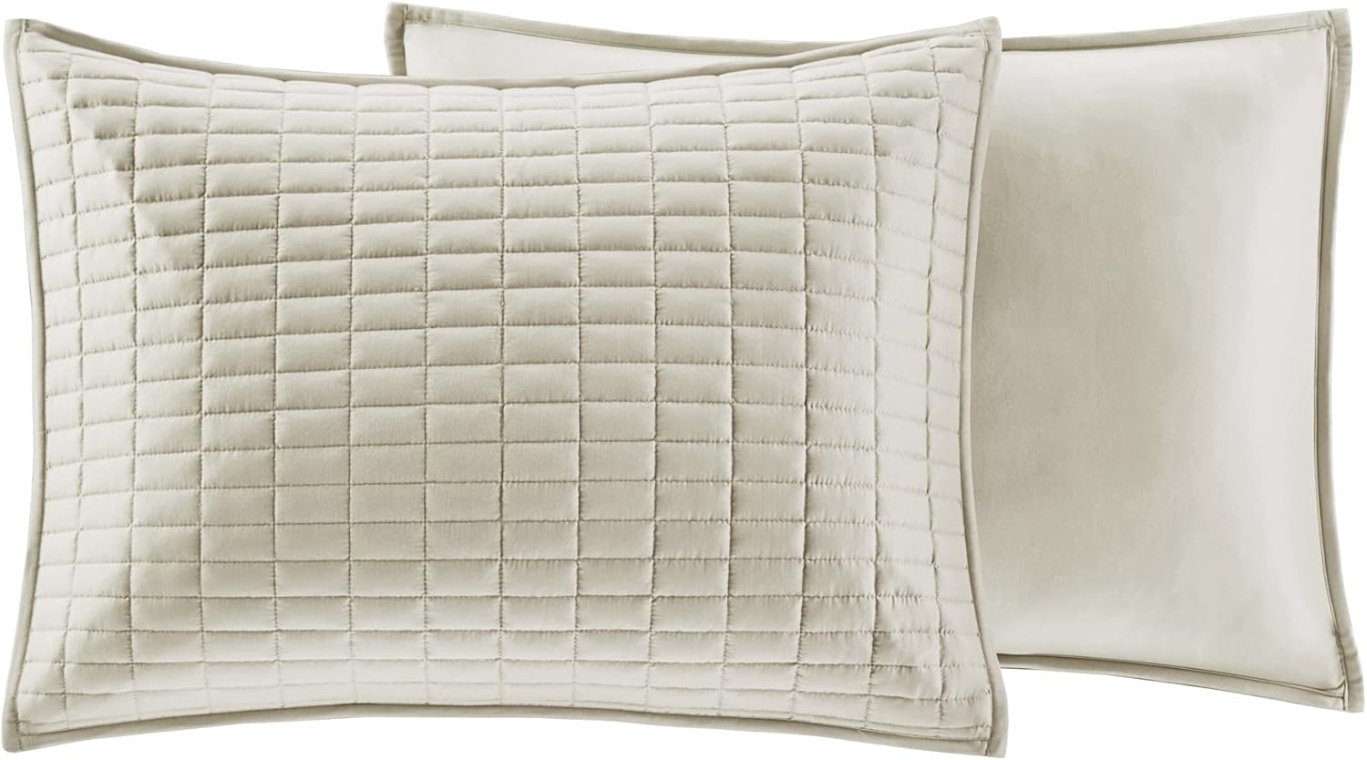 Comfort Spaces Edredón Queen para todas las estaciones, colcha de marfil con diseño de costuras de doble cara, manta de verano suave a juego,