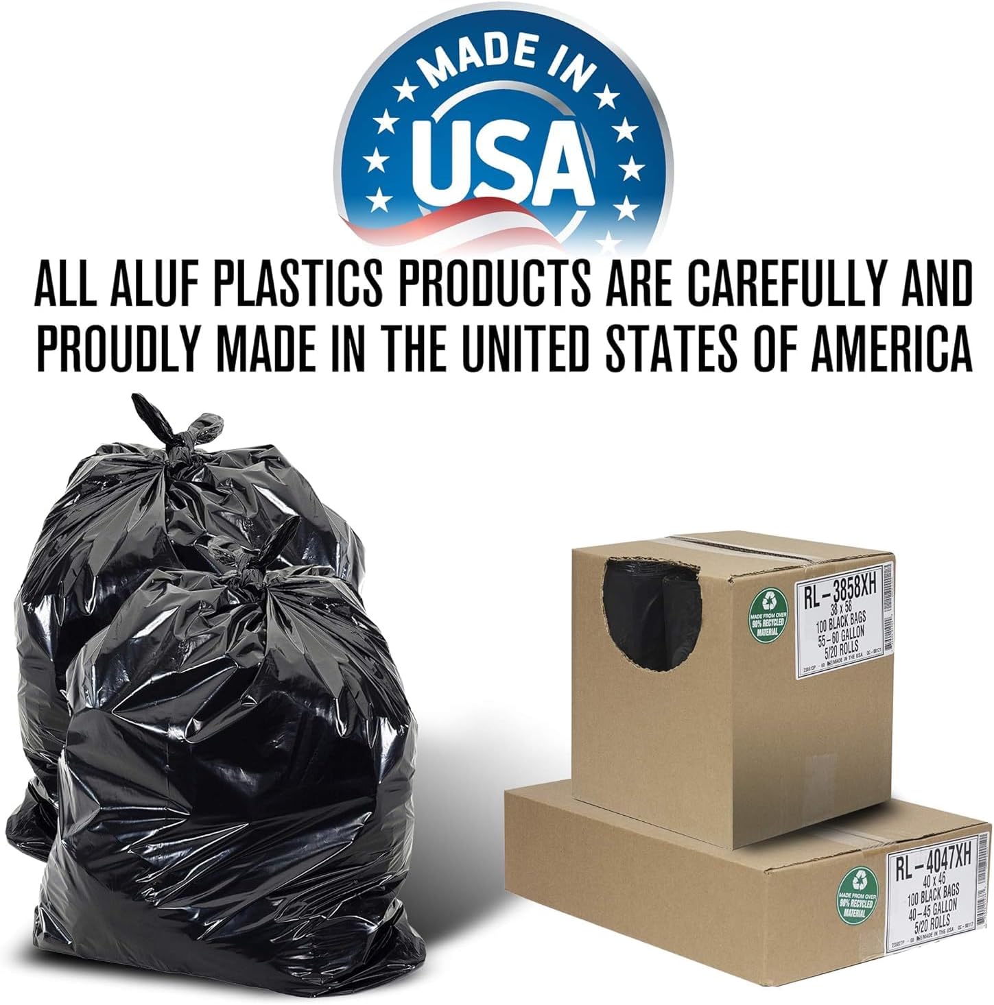 Aluf Plastics RL-3339XH – Bolsas de basura negras equivalentes a 1.5 milésimas de pulgada de grosor equivalentes a 1.5 milésimas de pulgada de