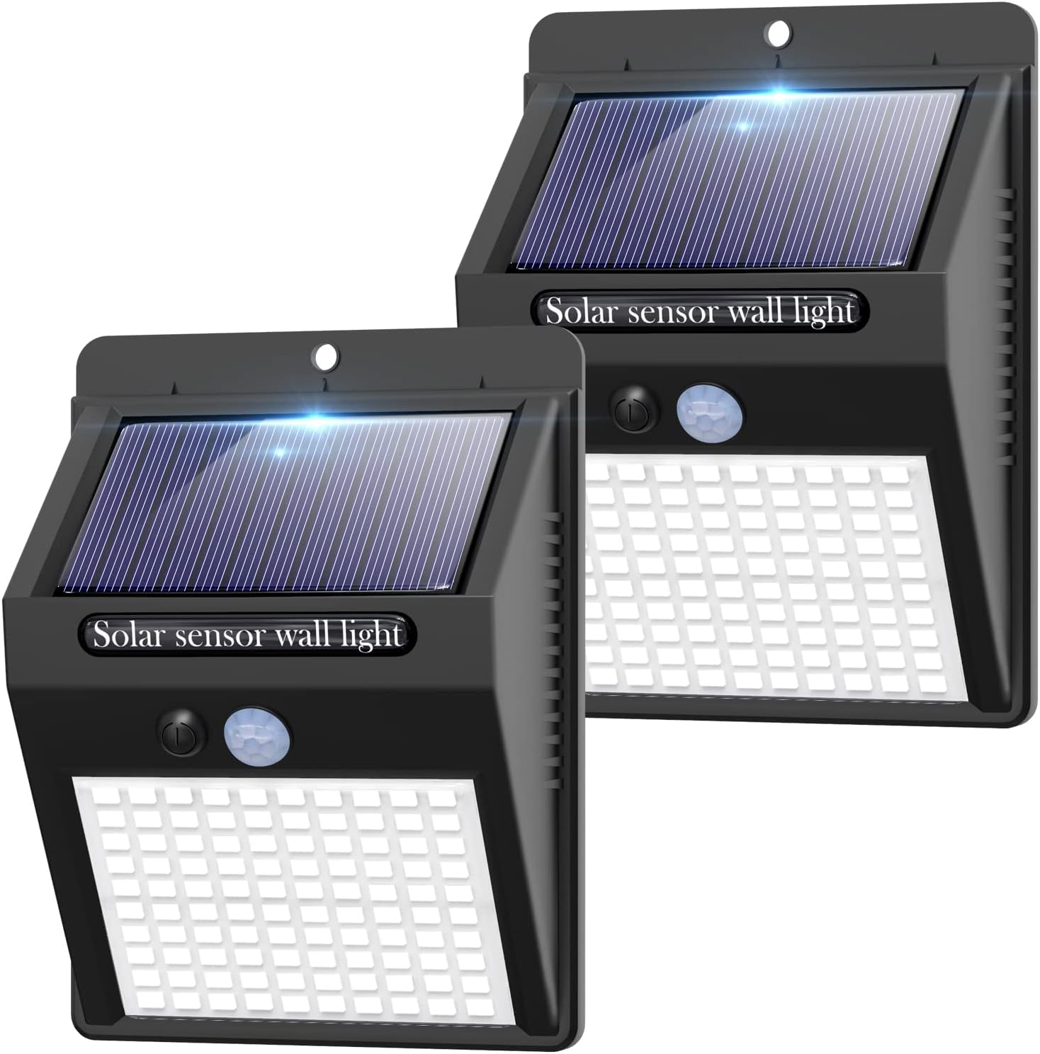 Paquete de 2 luces solares de movimiento al aire libre, 3 modos100 luces LED de seguridad solares inalámbricas IP65 impermeables con sensor de
