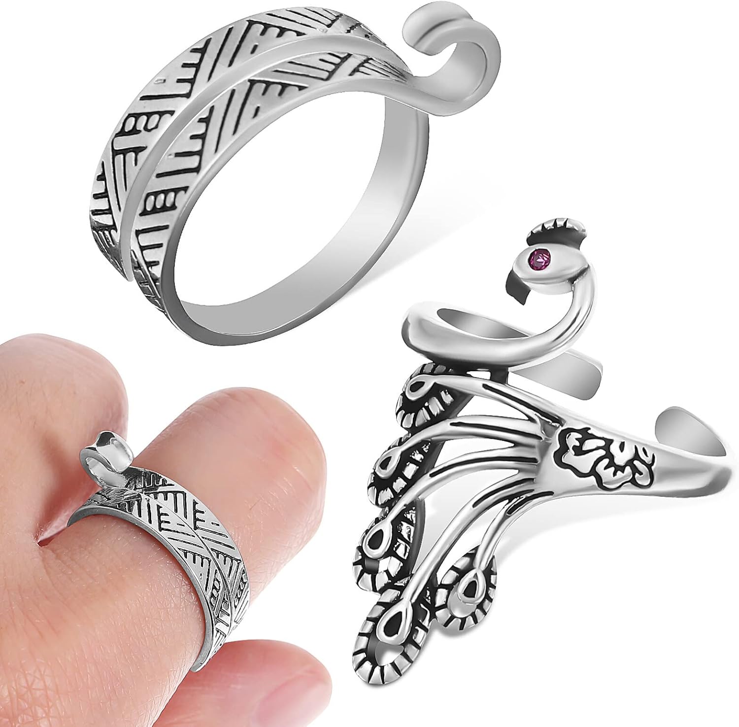 Ciieeo Anillo de tejer para tejer anillo de ganchillo para tejer dedo abierto dedal titular de hilo de ganchillo anillo de tensión de ganchillo