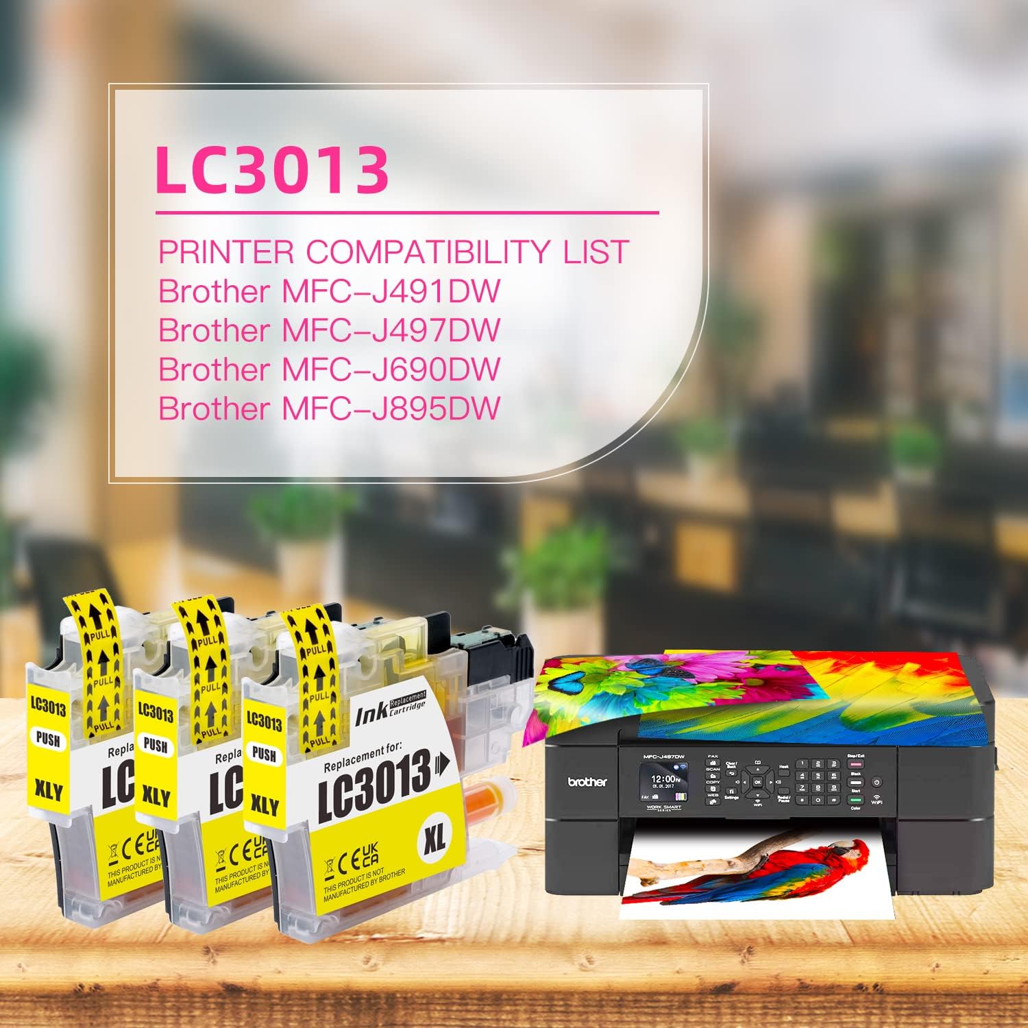3 Yellow Replacement for Brother MFC J497DW J491DW LC3013 XL 3013 LC3013Y Yellow Ink Cartridges Work with Brother MFC-J491DW MFC-J497DW MFC-J690DW