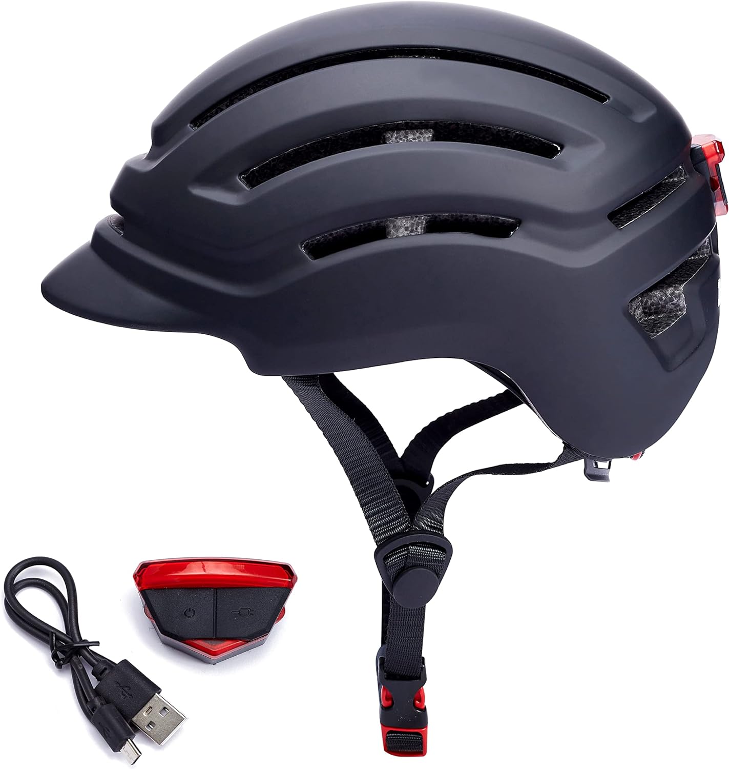 Casco de bicicleta para adultos para hombres y mujeres, casco de bicicleta de carretera de montaña con luz trasera recargable por USB