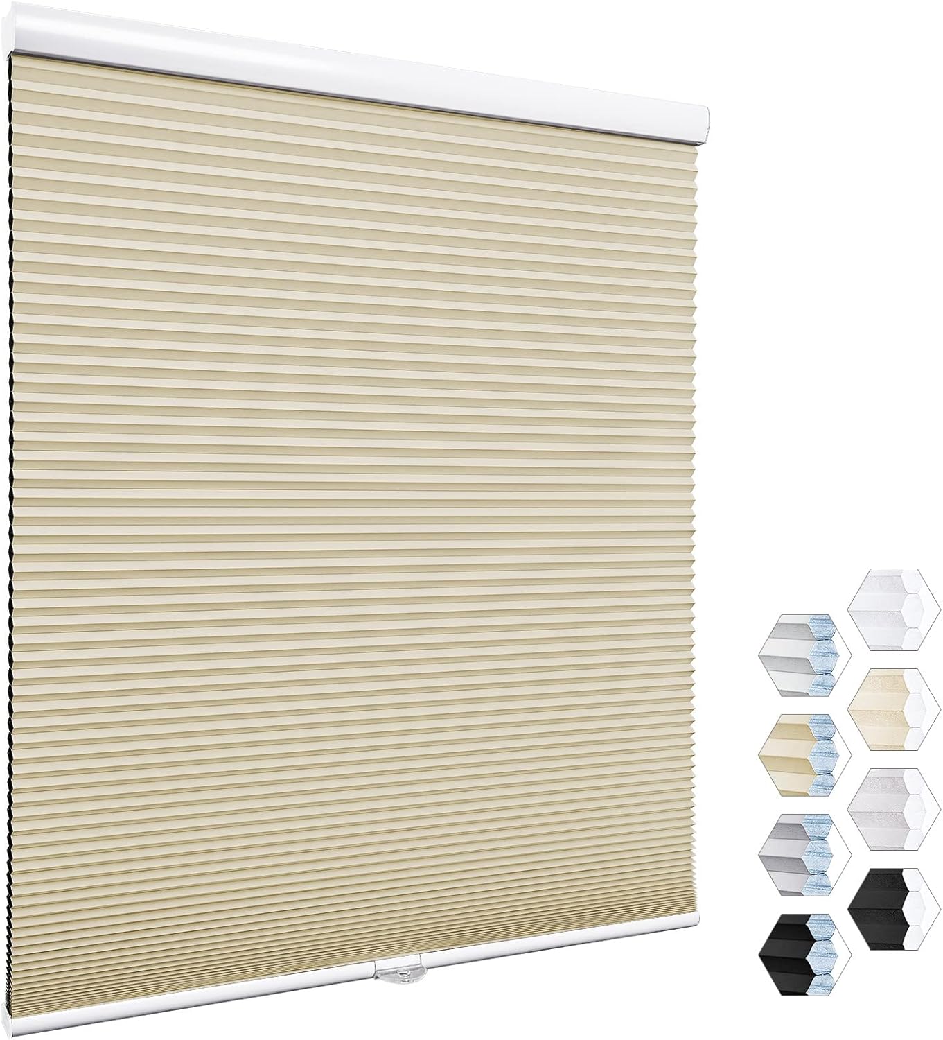 Moonice Persianas celulares opacas sin cordón, persianas celulares para puerta de ventanas, persianas personalizadas de panal para el hogar, cocina,